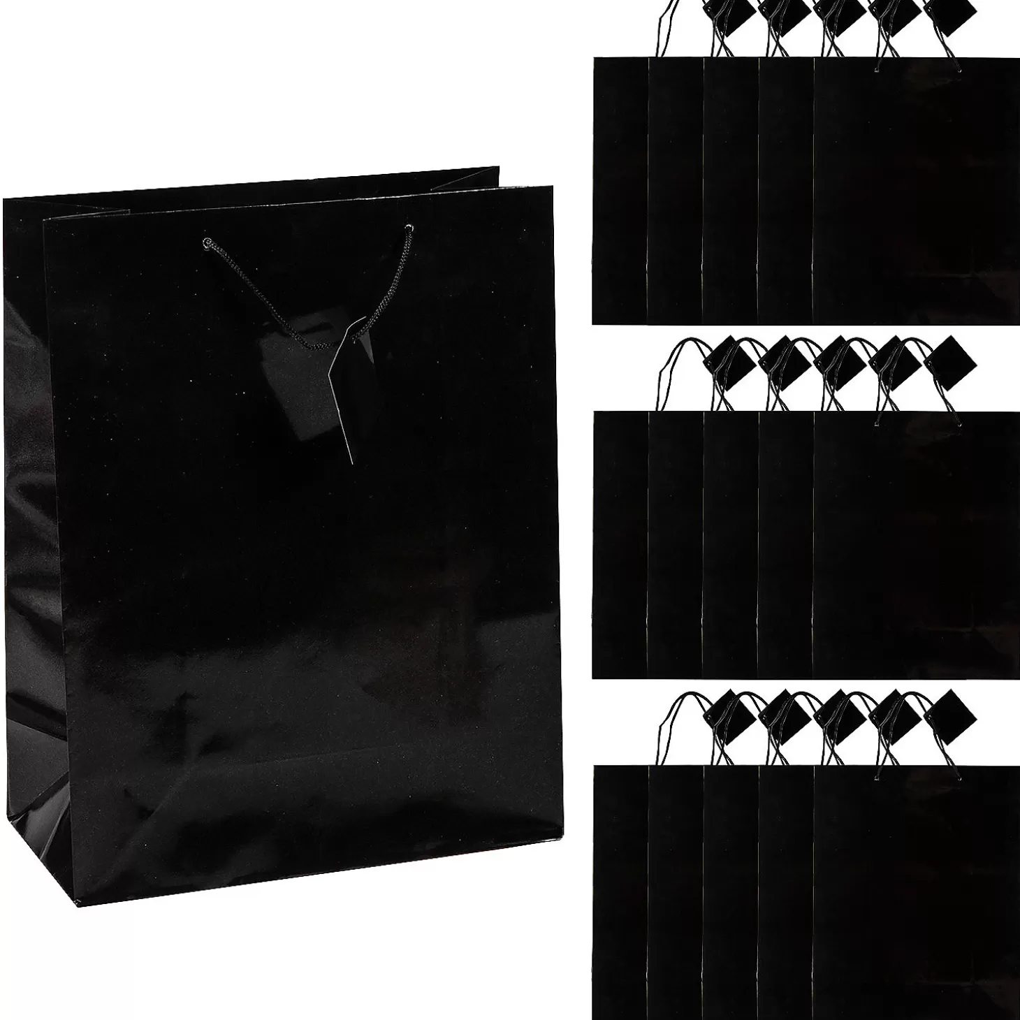 Flash Sale 10 1/2" X 13" Large Black Gift Bags - 12 Pc. Halloween Bags