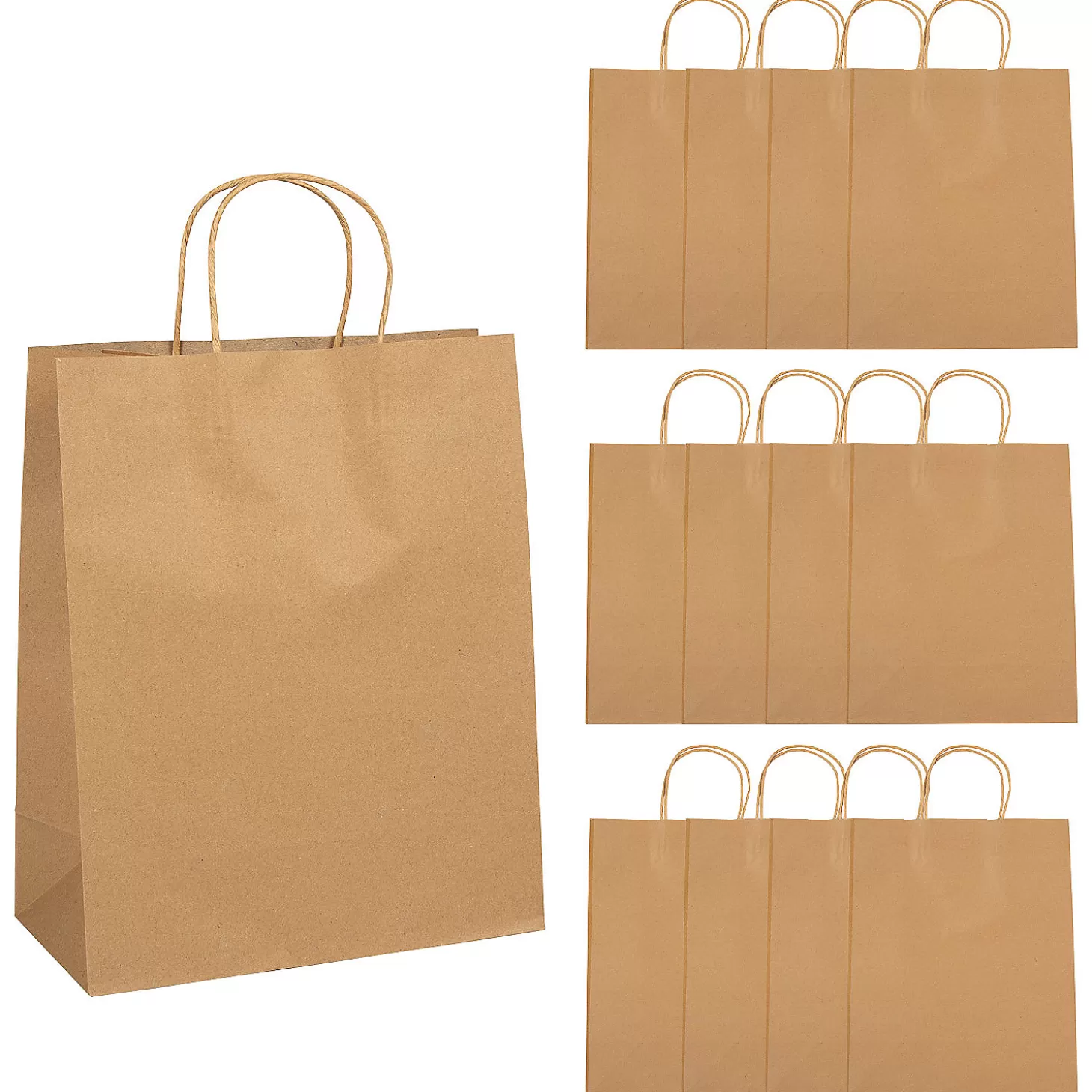 Online 10 1/2" X 5 1/4" X 13" Large Brown Kraft Paper Gift Bags - 12 Pc. Halloween Bags