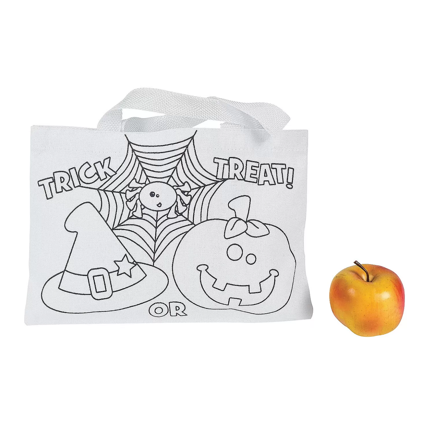 New 10" X 7" Bulk 50 Pc. Color Your Own Medium Halloween Friends Trick-Or-Treat Canvas Tote Bags Bulk Halloween Supplies