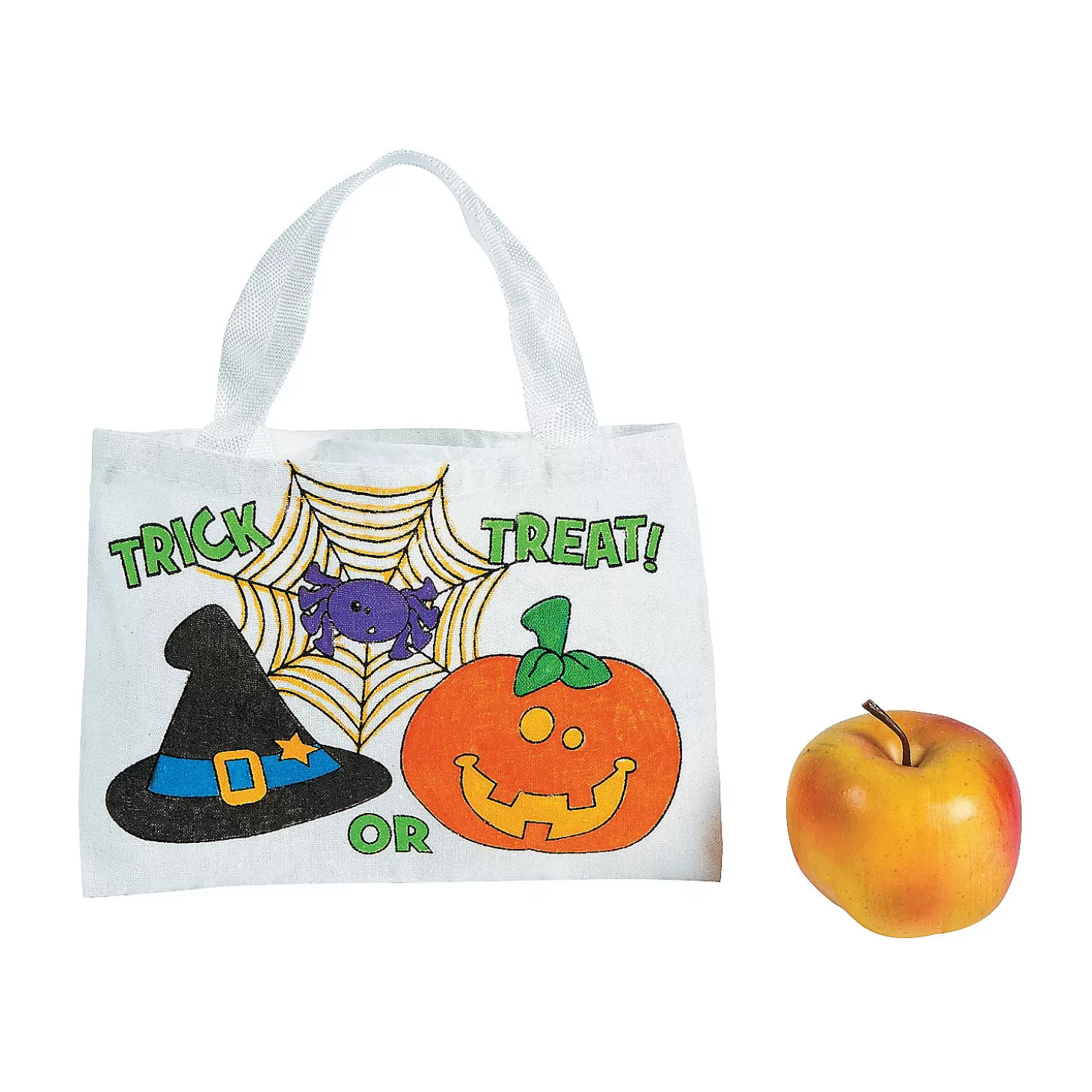New 10" X 7" Bulk 50 Pc. Color Your Own Medium Halloween Friends Trick-Or-Treat Canvas Tote Bags Bulk Halloween Supplies
