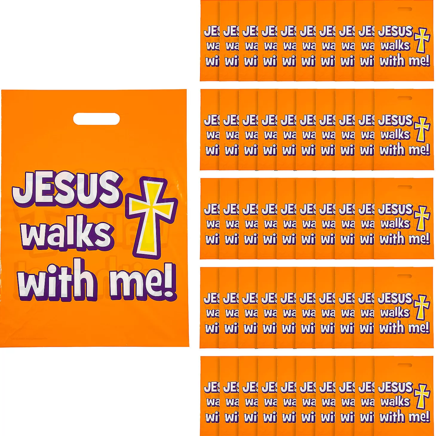 Hot 12 1/2" X 17" Bulk 50 Pc. Walk Safely With Jesus Goody Bags Religious Halloween