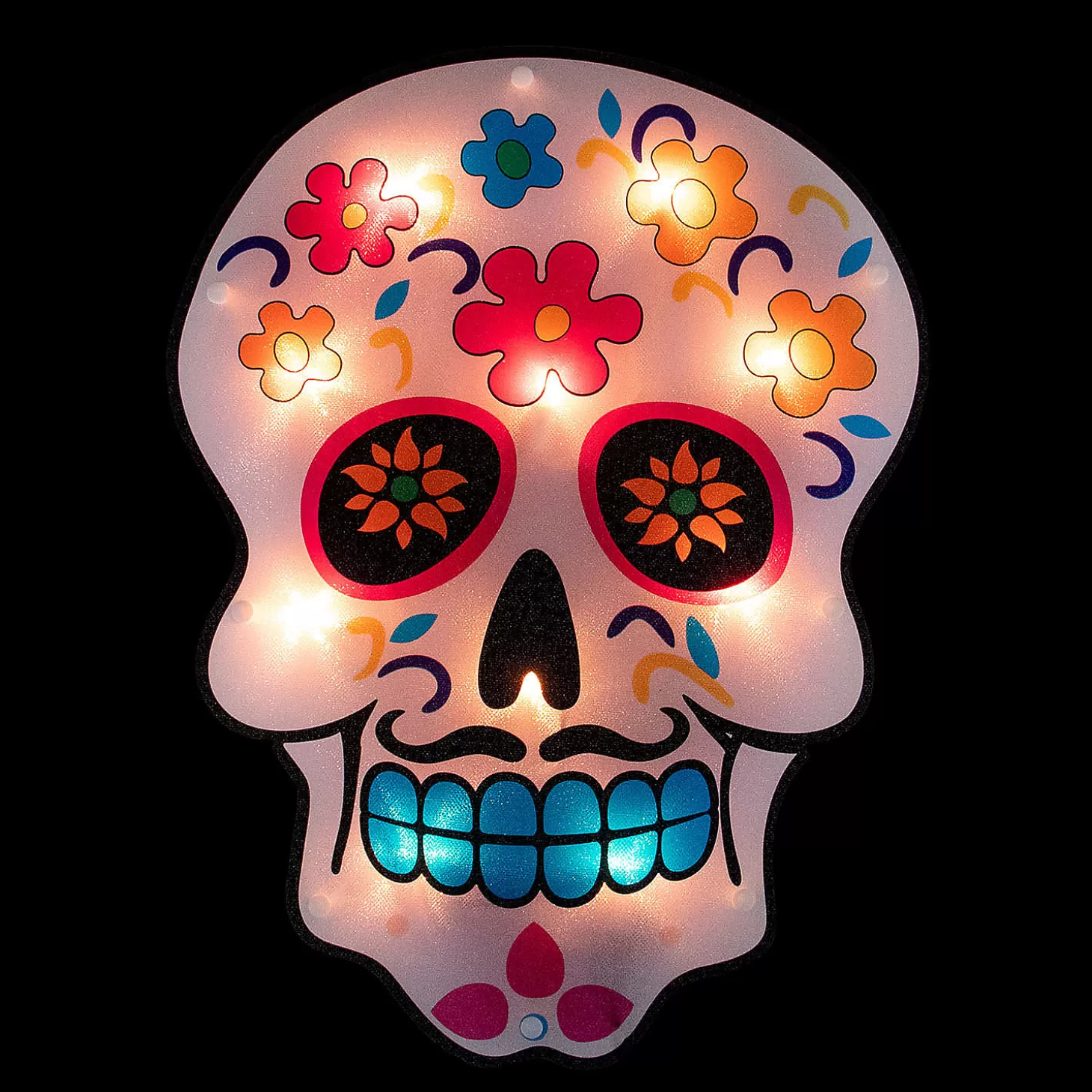 Best Sale 15" Lighted Day Of The Dead Sugar Skull Halloween Window Silhouette Decor Skulls & Skeletons