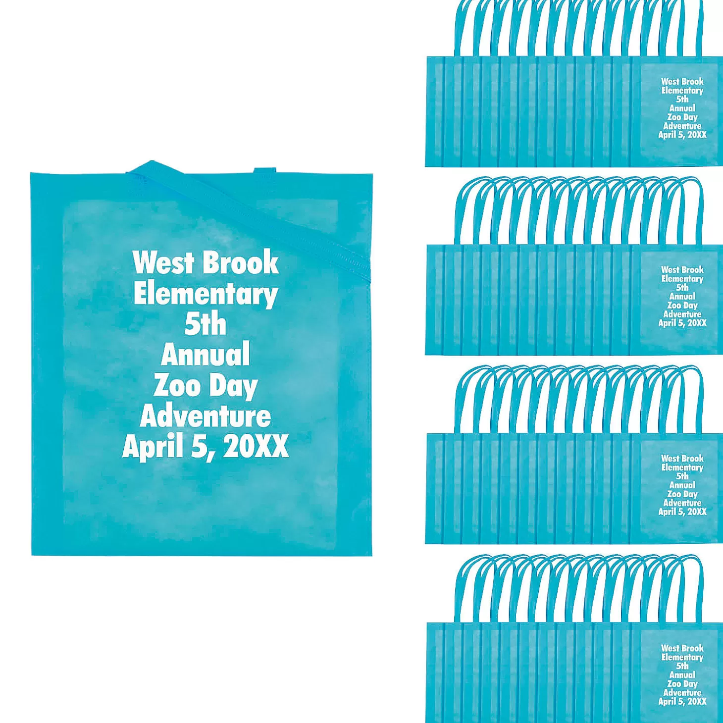 Store 15" X 17" Bulk 144 Pc. Personalized Large Light Blue Nonwoven Tote Bags Bulk Halloween Supplies