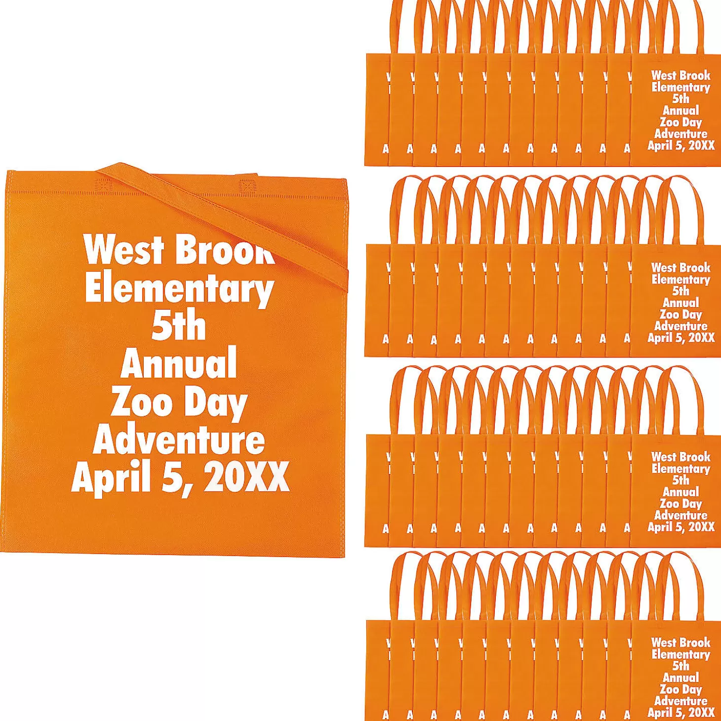 Hot 15" X 17" Bulk 144 Pc. Personalized Large Orange Nonwoven Tote Bags Halloween Apparel & Accessories