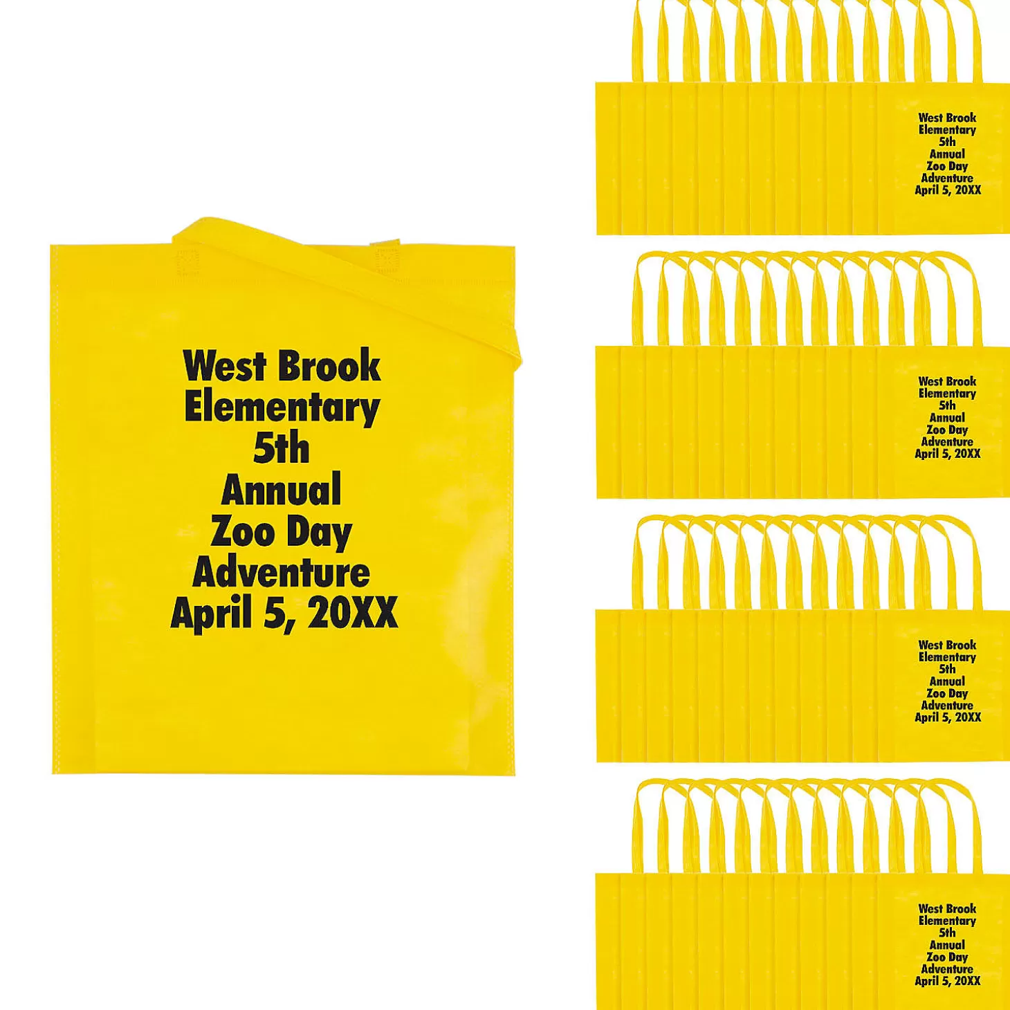 Store 15" X 17" Bulk 144 Pc. Personalized Large Yellow Nonwoven Tote Bags Bulk Halloween Supplies
