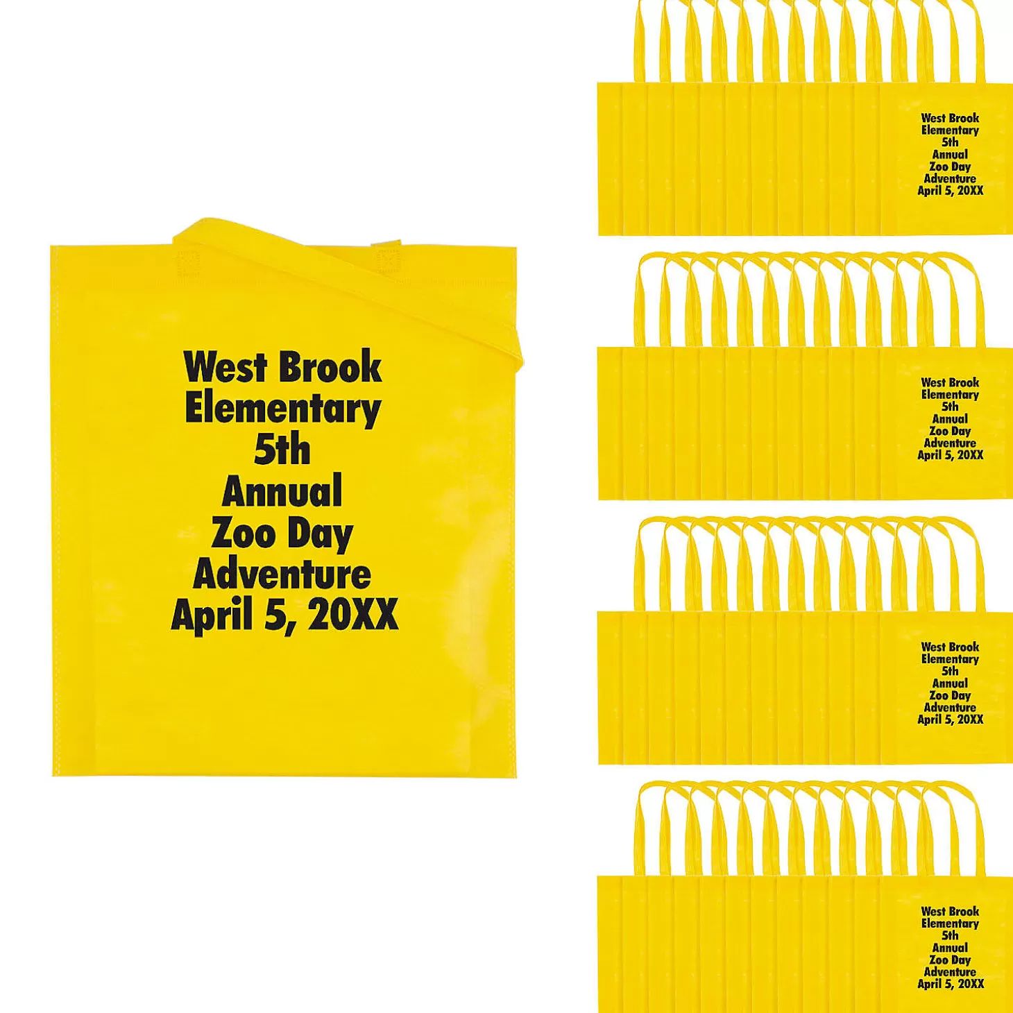 Online 15" X 17" Bulk 300 Pc. Personalized Large Yellow Nonwoven Tote Bags Bulk Halloween Supplies