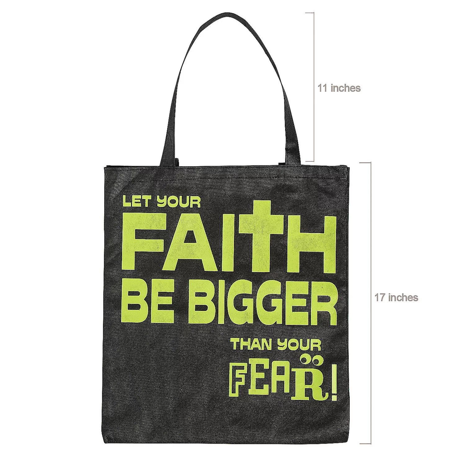 Flash Sale 15" X 17" Large Nonwoven Glow-In-The-Dark Faith Over Fear Tote Bags - 12 Pc. Religious Halloween