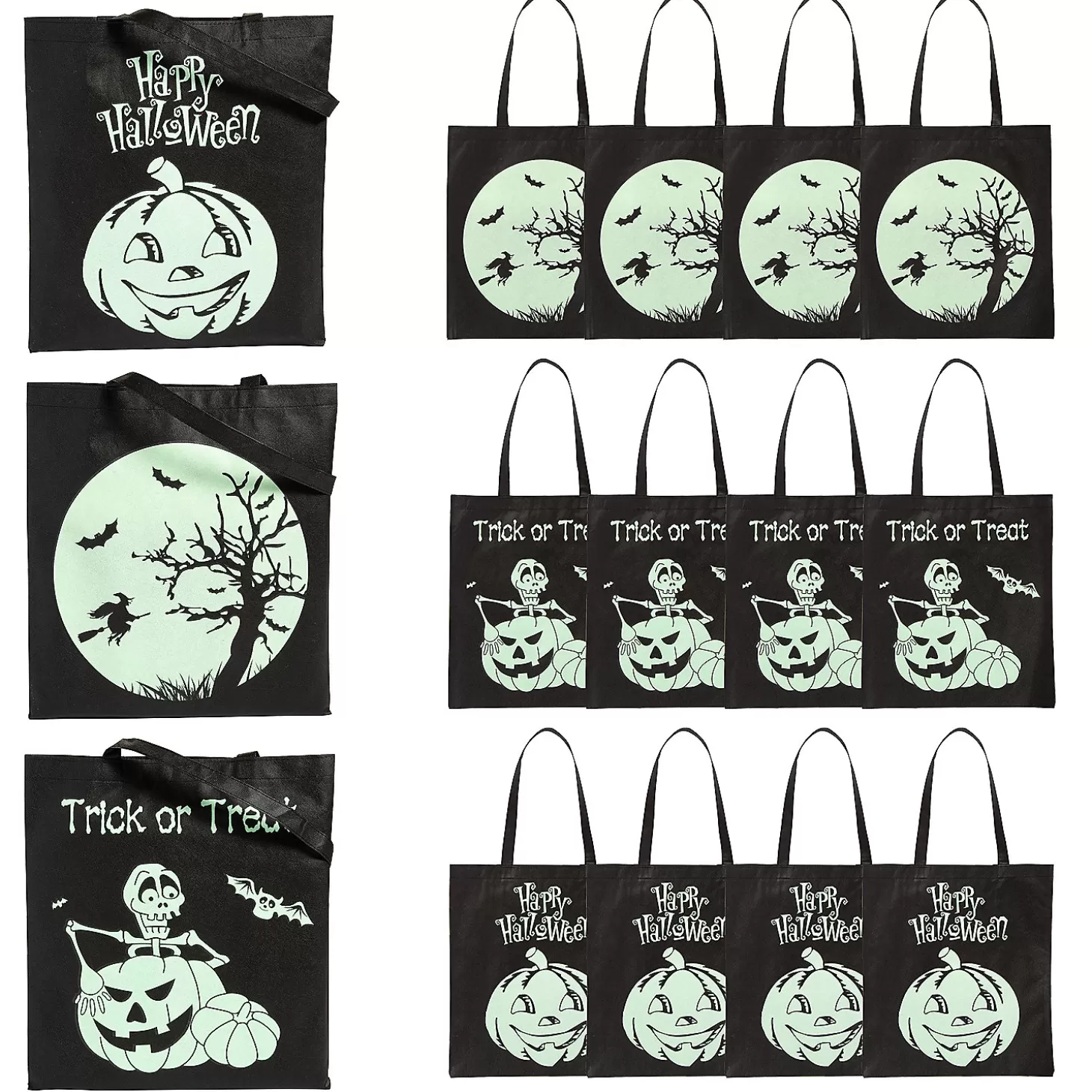 Outlet 15" X 17" Large Nonwoven Glow-In-The-Dark Halloween Tote Bags - 12 Pc. Halloween Apparel & Accessories