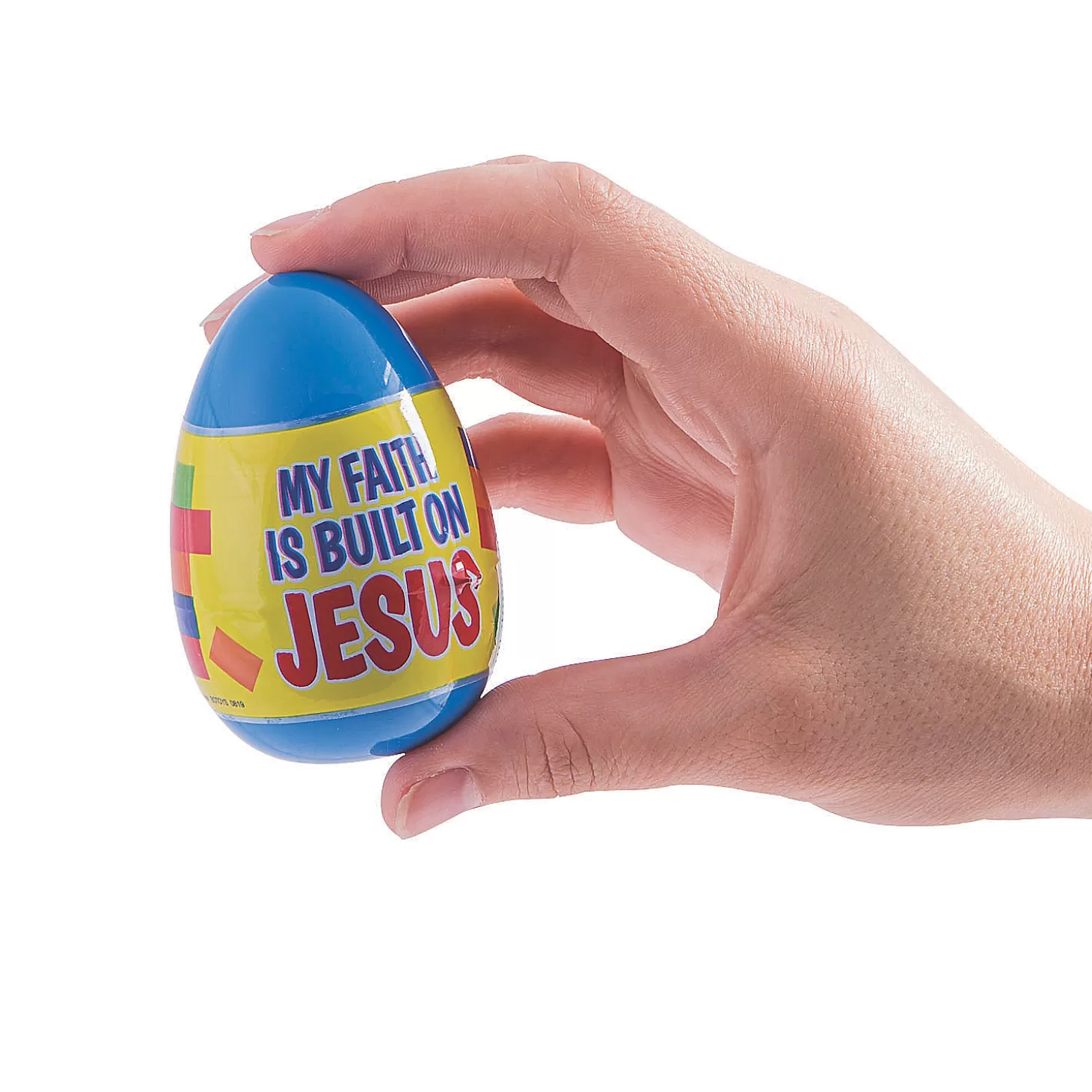 Hot 3" Built On Jesus Color Brick-Filled Plastic Easter Eggs - 12 Pc. Religious Halloween