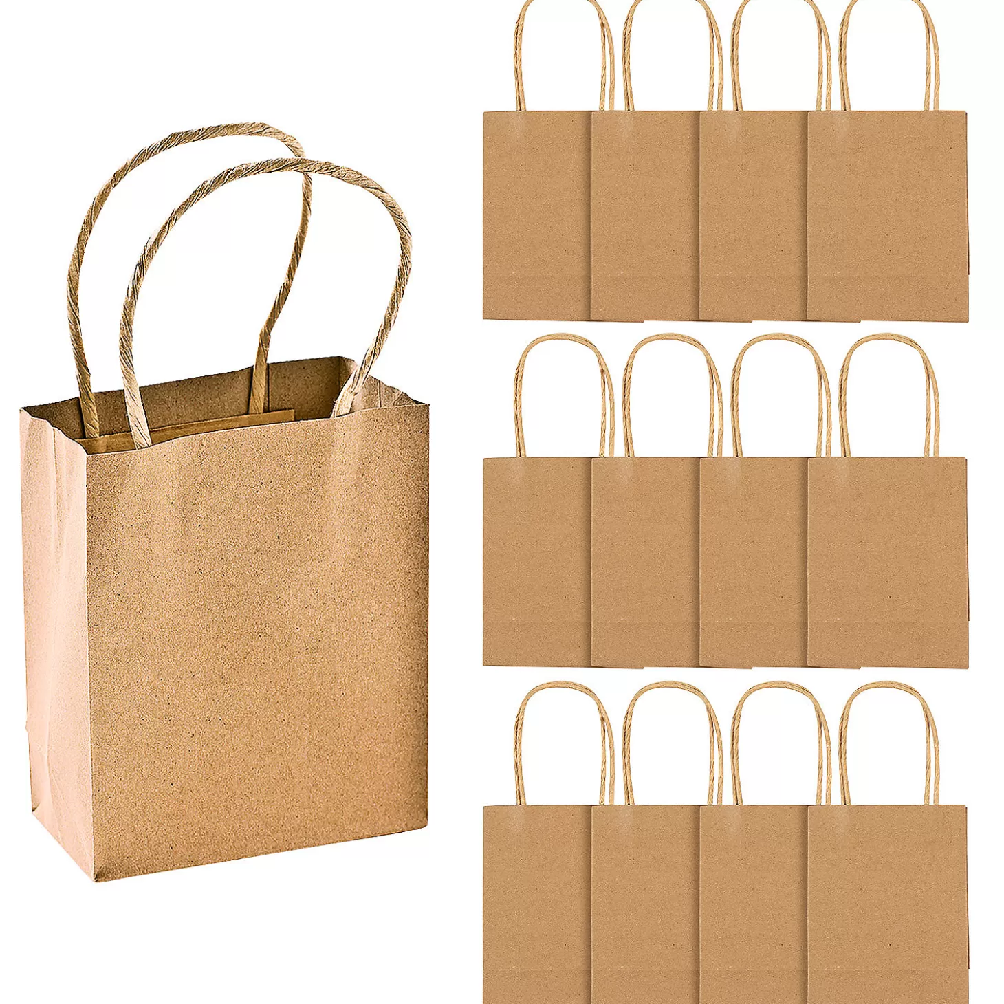 New 4 1/2" X 2" X 5 3/4" Small Brown Kraft Paper Gift Bags - 12 Pc. Diy Adult Crafts