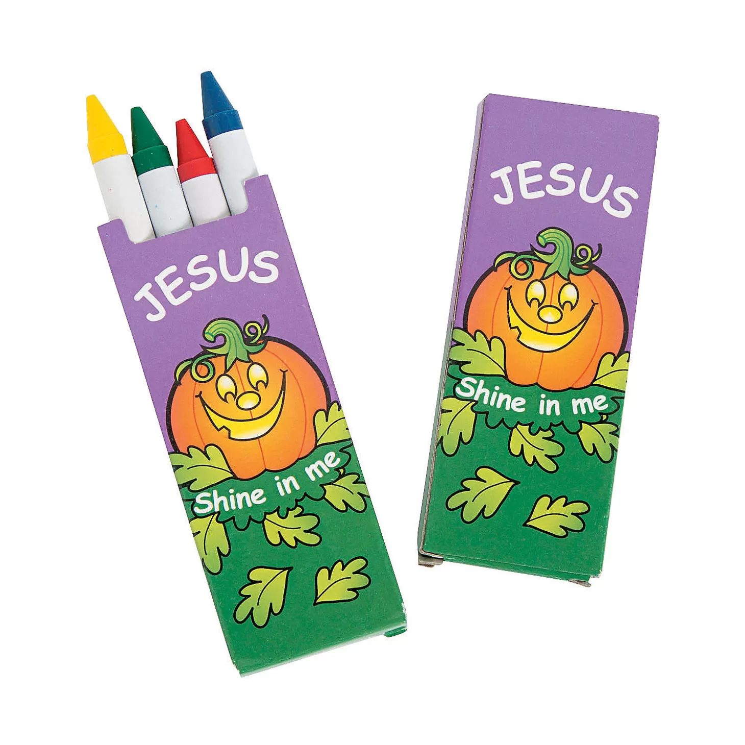 New 4-Color Christian Pumpkin Crayons - 24 Boxes Religious Halloween