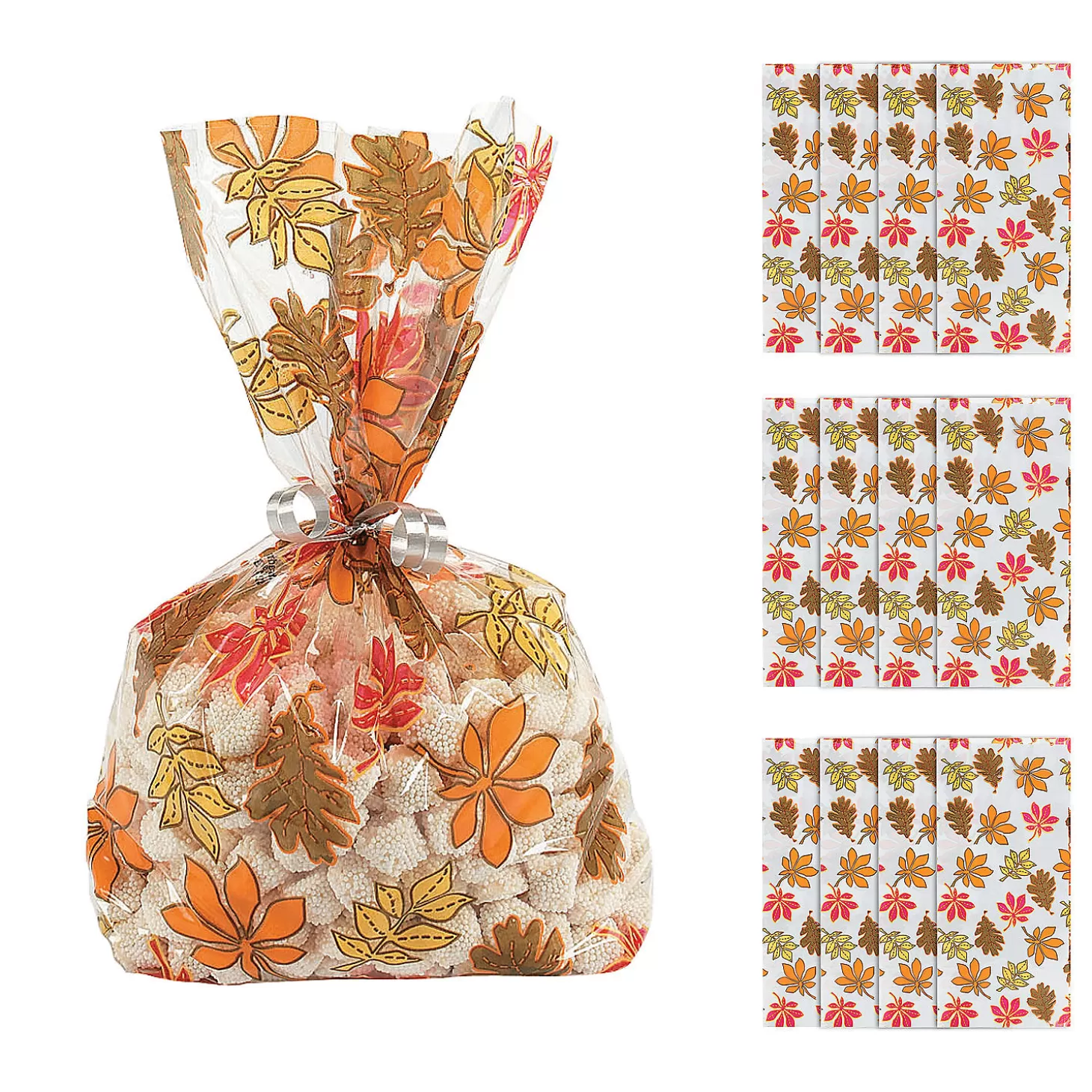 Hot 5 1/2" X 11" Fall Leaf Cellophane Bags - 12 Pc. Halloween Bags