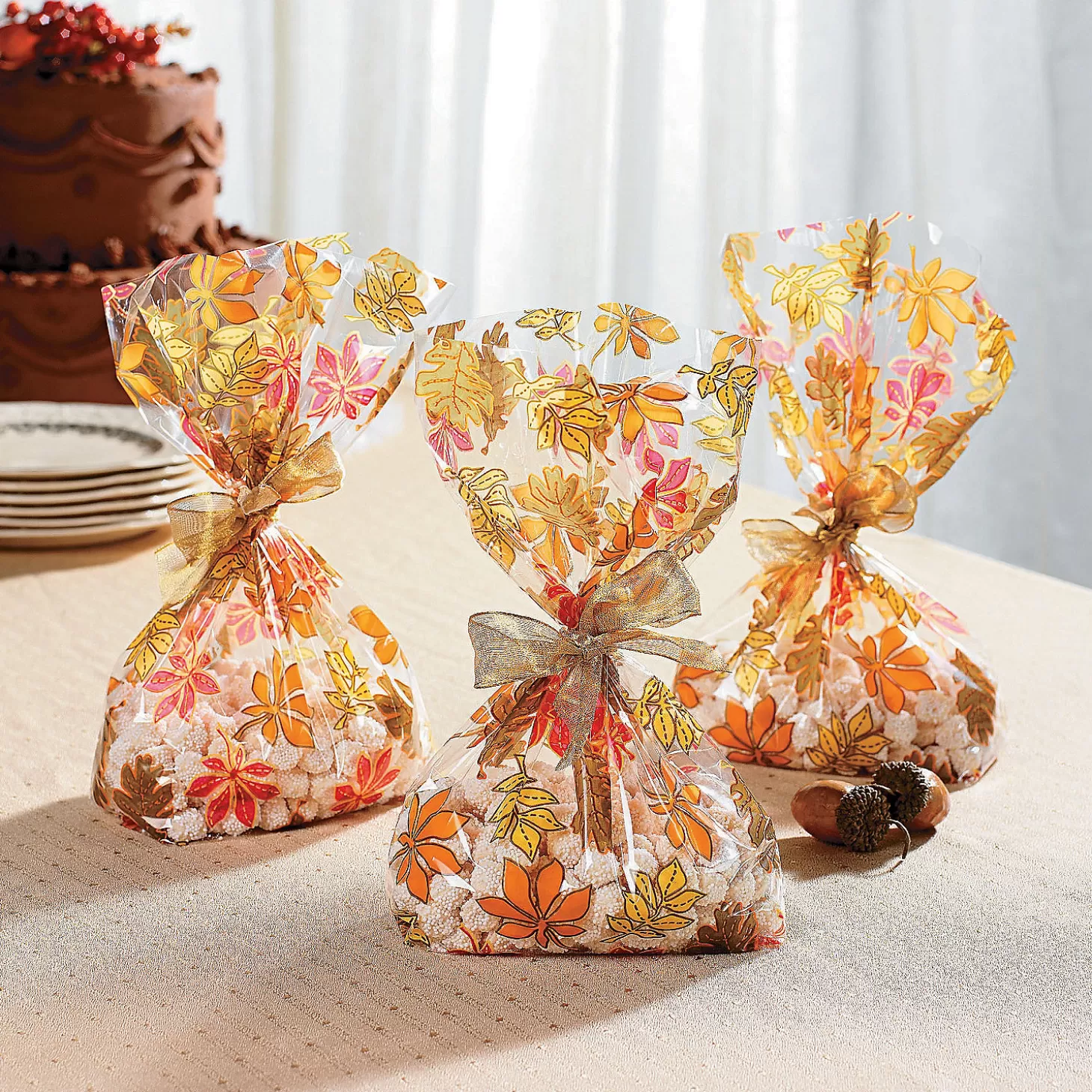 Hot 5 1/2" X 11" Fall Leaf Cellophane Bags - 12 Pc. Halloween Bags