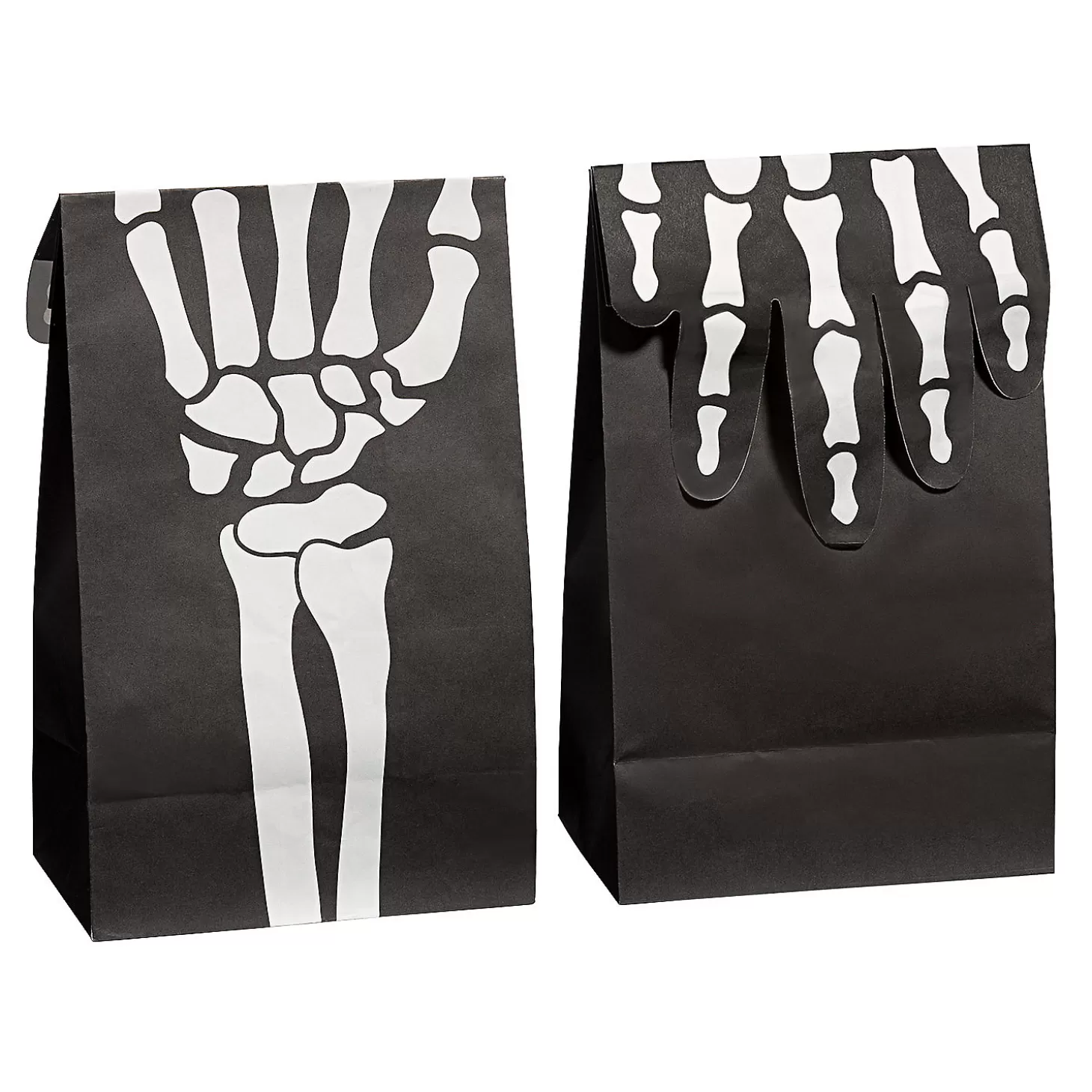 Fashion 5 1/4" X 13" Fold-Over Skeleton Hand Paper Treat Bags - 12 Pc. Halloween Bags