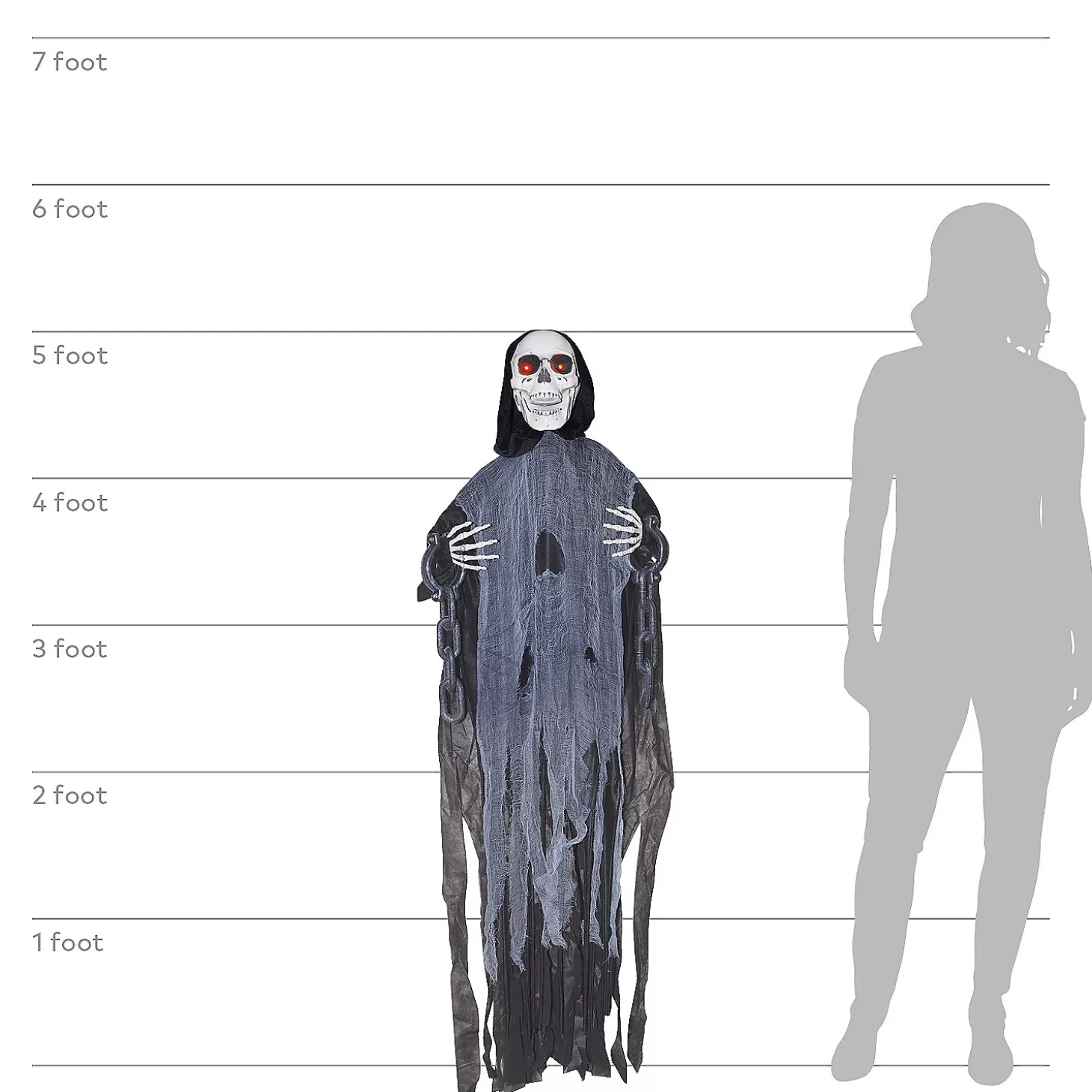 Flash Sale 5' Lightup Hanging Ghost Skeleton In Chains Decoration Skulls & Skeletons