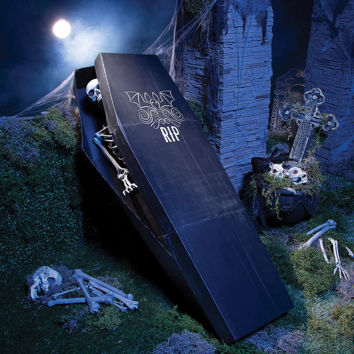 Outlet 5' Skeleton & Coffin Decorating Kit - 2 Pc. Skulls & Skeletons