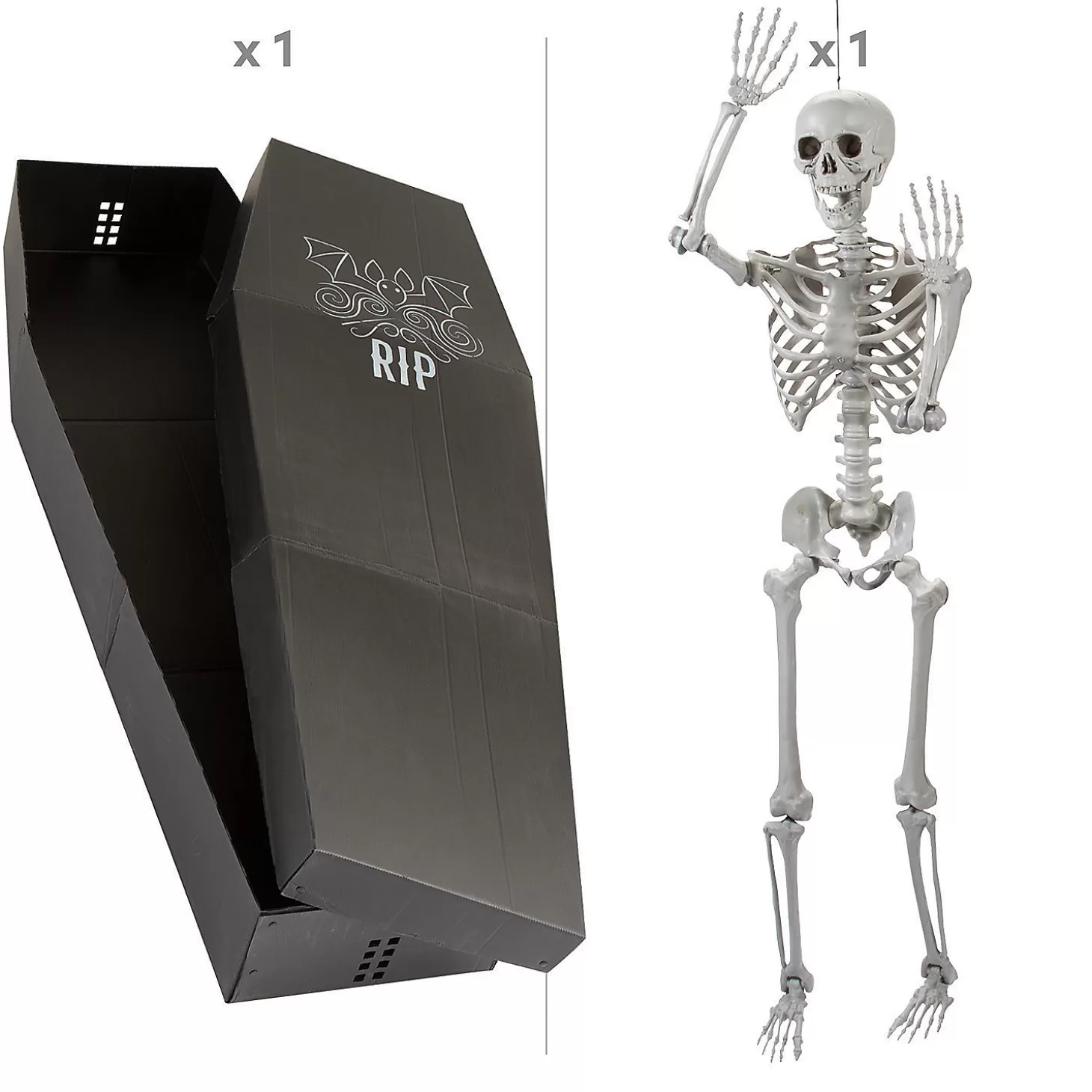 Outlet 5' Skeleton & Coffin Decorating Kit - 2 Pc. Skulls & Skeletons