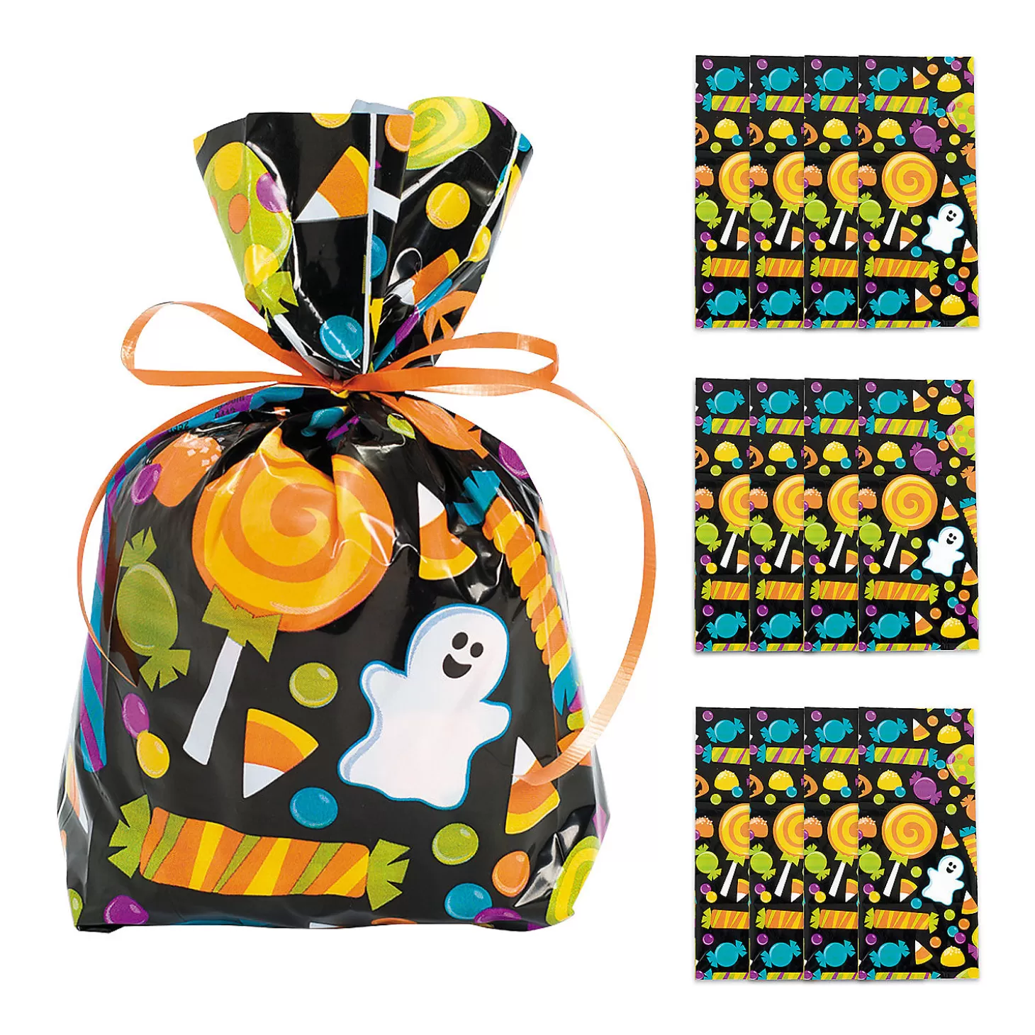 Cheap 5" X 11 1/2" Halloween Ghost Cellophane Treat Bags - 12 Pc. Boo Bags