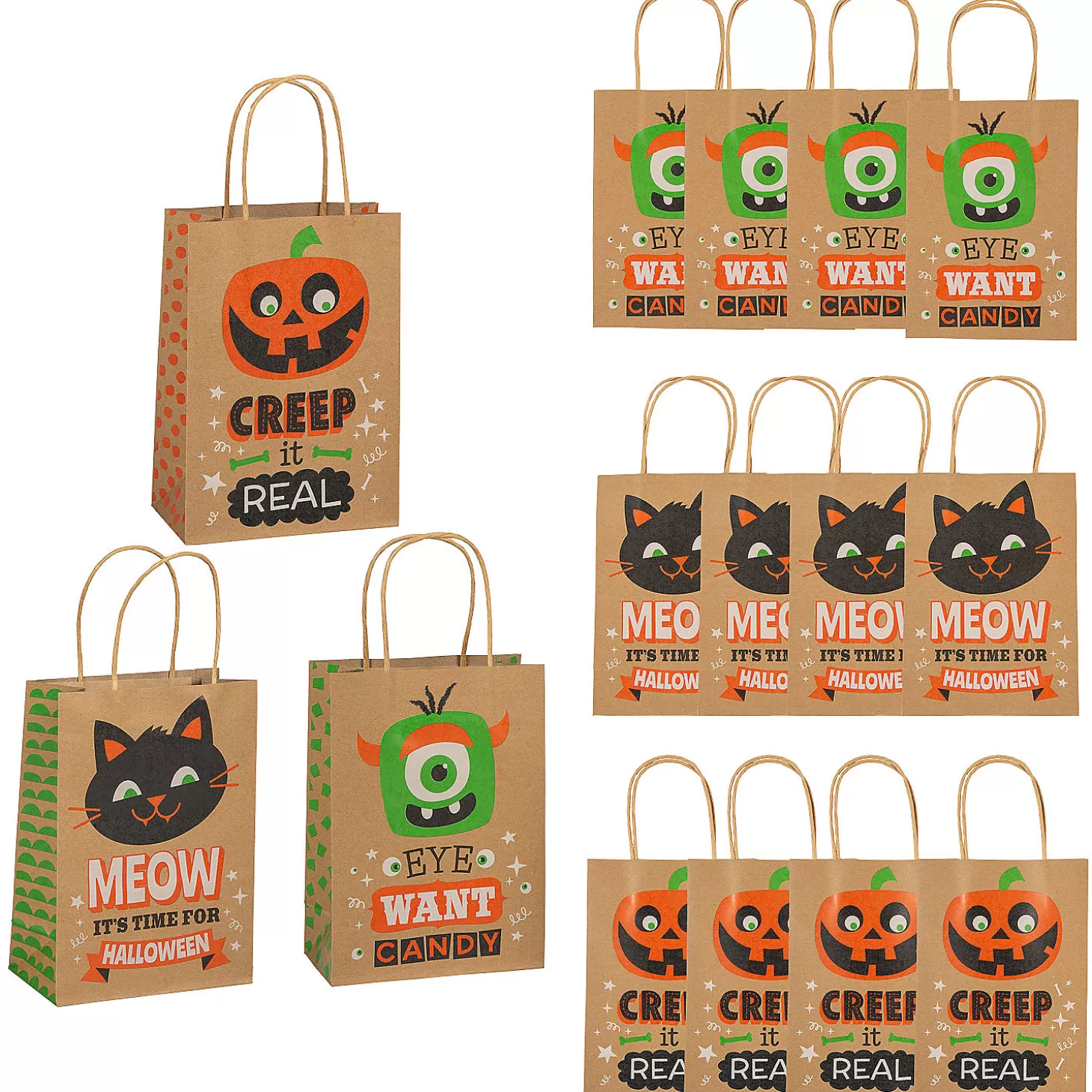 Online 6-1/2" X 9" Medium Halloween Character Print Paper Gift Bags - 12 Pc. Boo Bags
