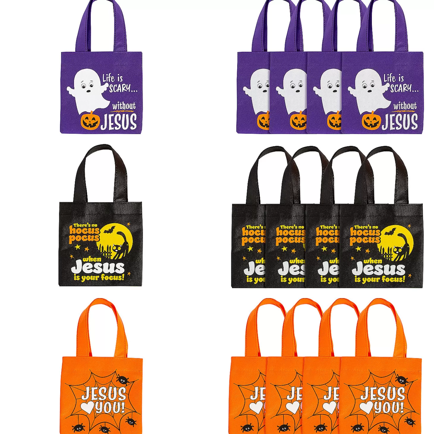 Outlet 6" X 6" Religious Halloween Mini Nonwoven Tote Bags – 12 Pc. Halloween Apparel & Accessories