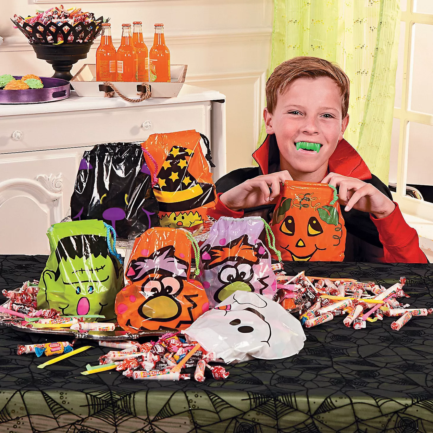 New 7 1/4" X 8 1/2" Bulk 72 Pc. Halloween Drawstring Goody Bags Boo Bags