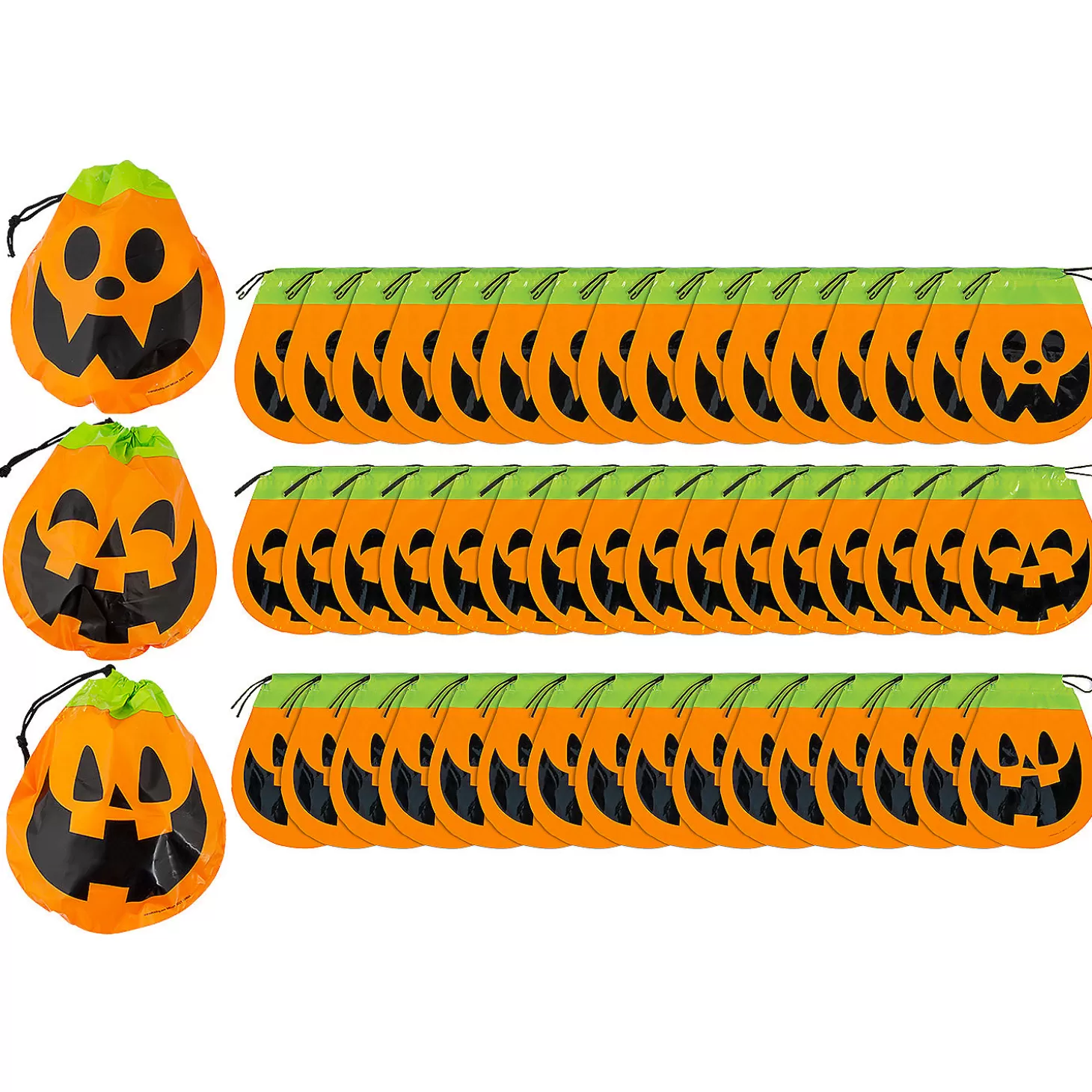Online 8 3/4" Bulk 72 Pc. Halloween Pumpkin Plastic Goody Bags Halloween Bags