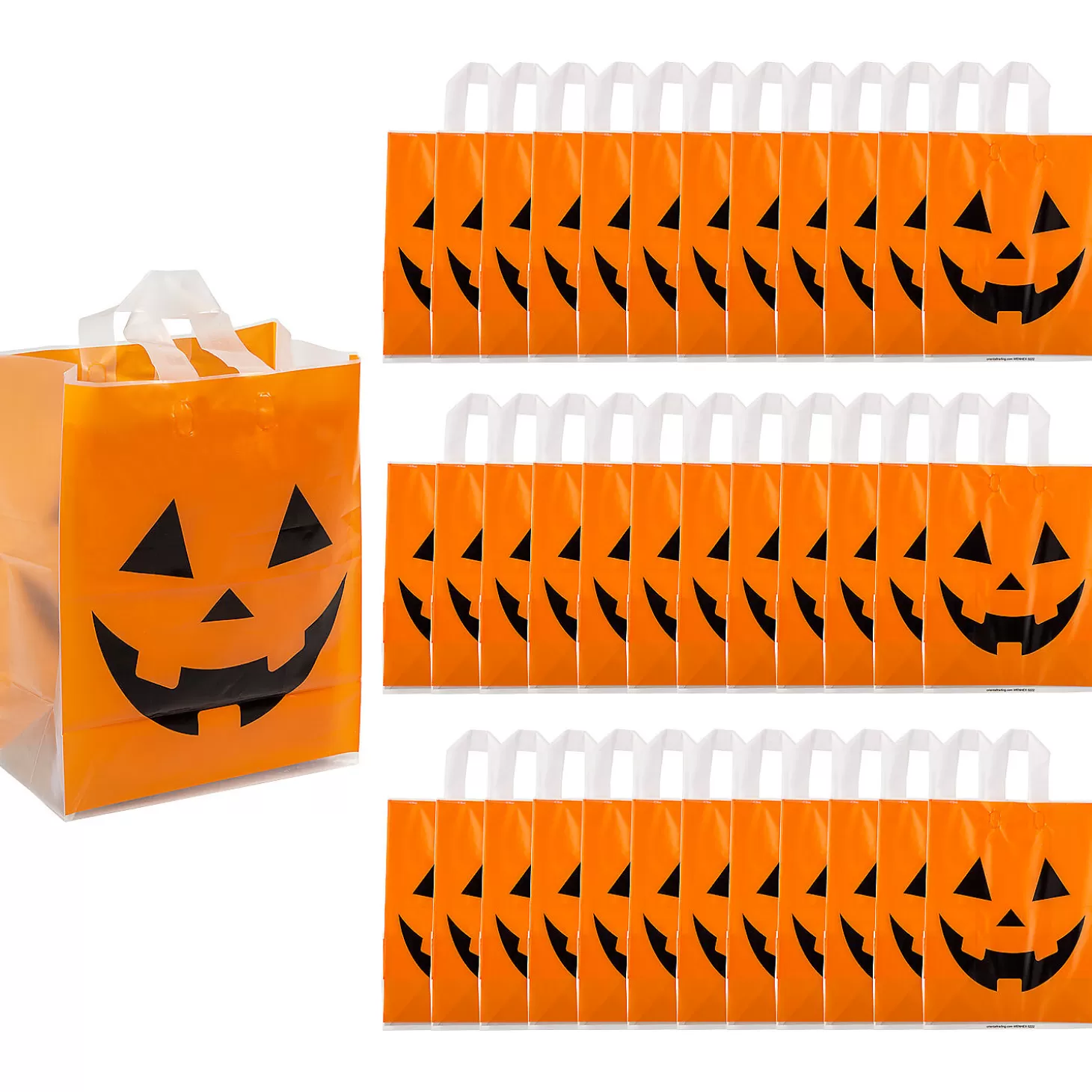 Outlet 9 1/2" X 12" Large Halloween Jack-O'-Lantern Plastic Tote Bags - 36 Pc. Halloween Bags