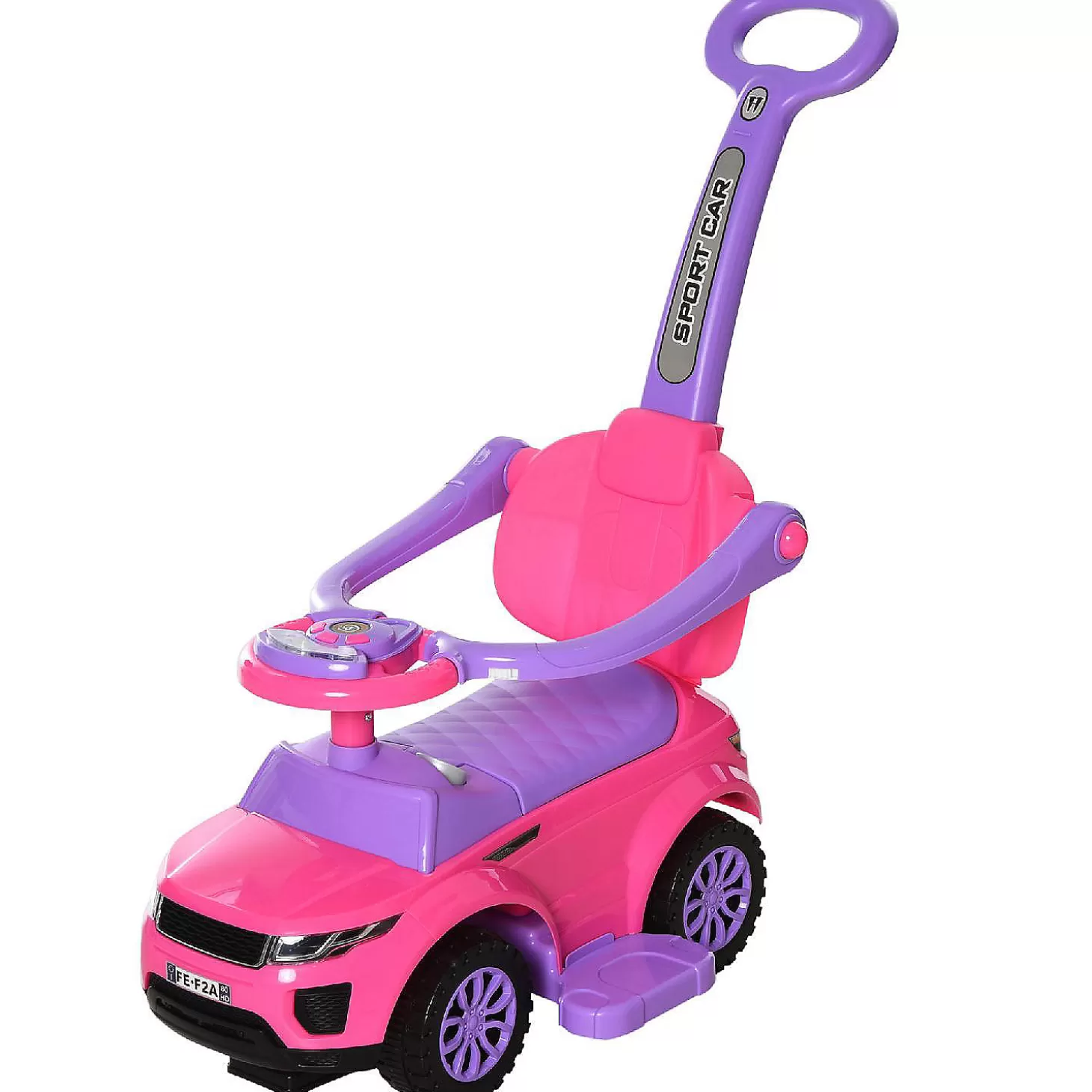 Clearance Aosom 3 In 1 Toddler Push Car W/Music Lights And Secure Bar 1-3Yr Pink Riding Toys