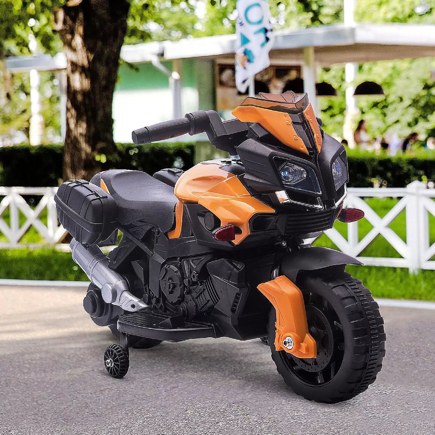 Clearance Aosom 6V Kids Motorcycle Dirt Bike Electric Battery Powered Ride On Toy Off Road Street Bike With Rechargeable Battery Pedal Headlights And Training Wheels Orange Riding Toys