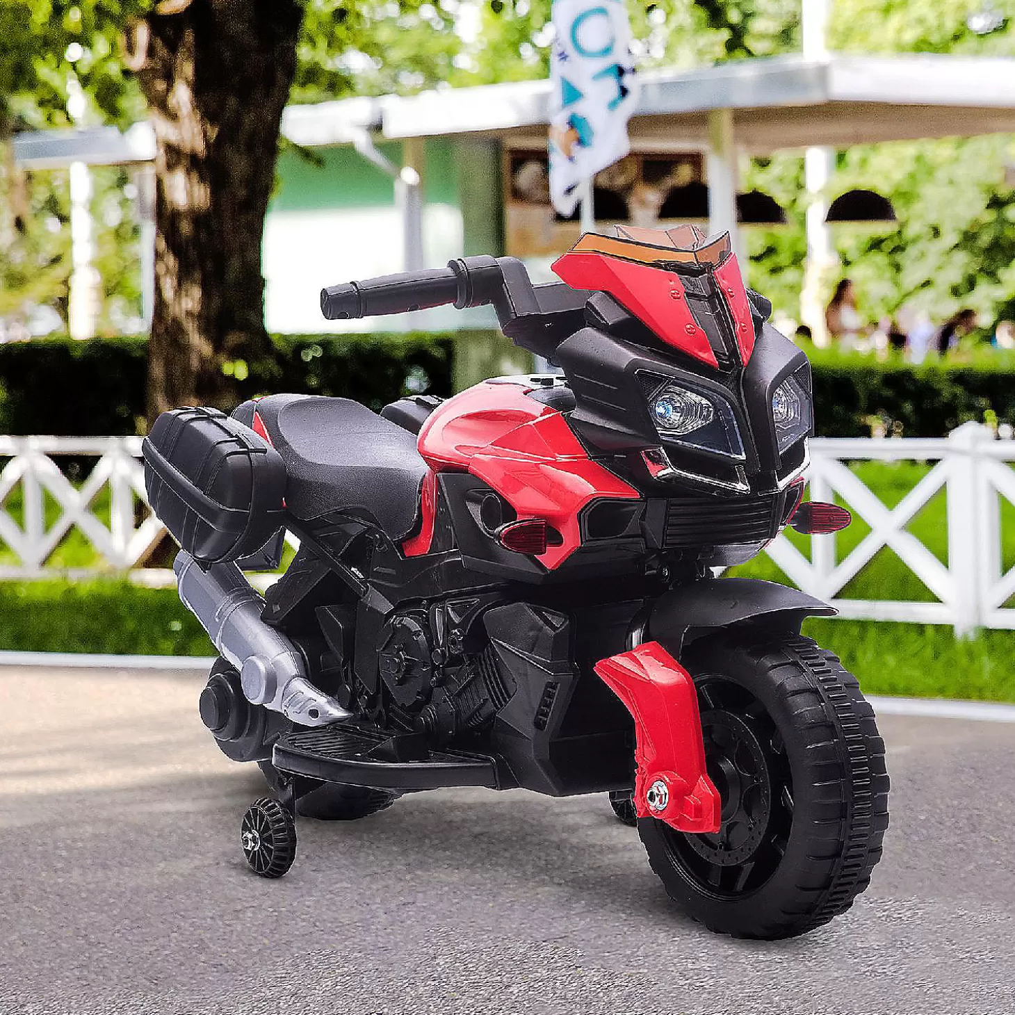 Cheap Aosom 6V Kids Motorcycle Dirt Bike Electric Battery Powered Ride On Toy Off Road Street Bike With Rechargeable Battery Pedal Headlights And Training Wheels Red Riding Toys