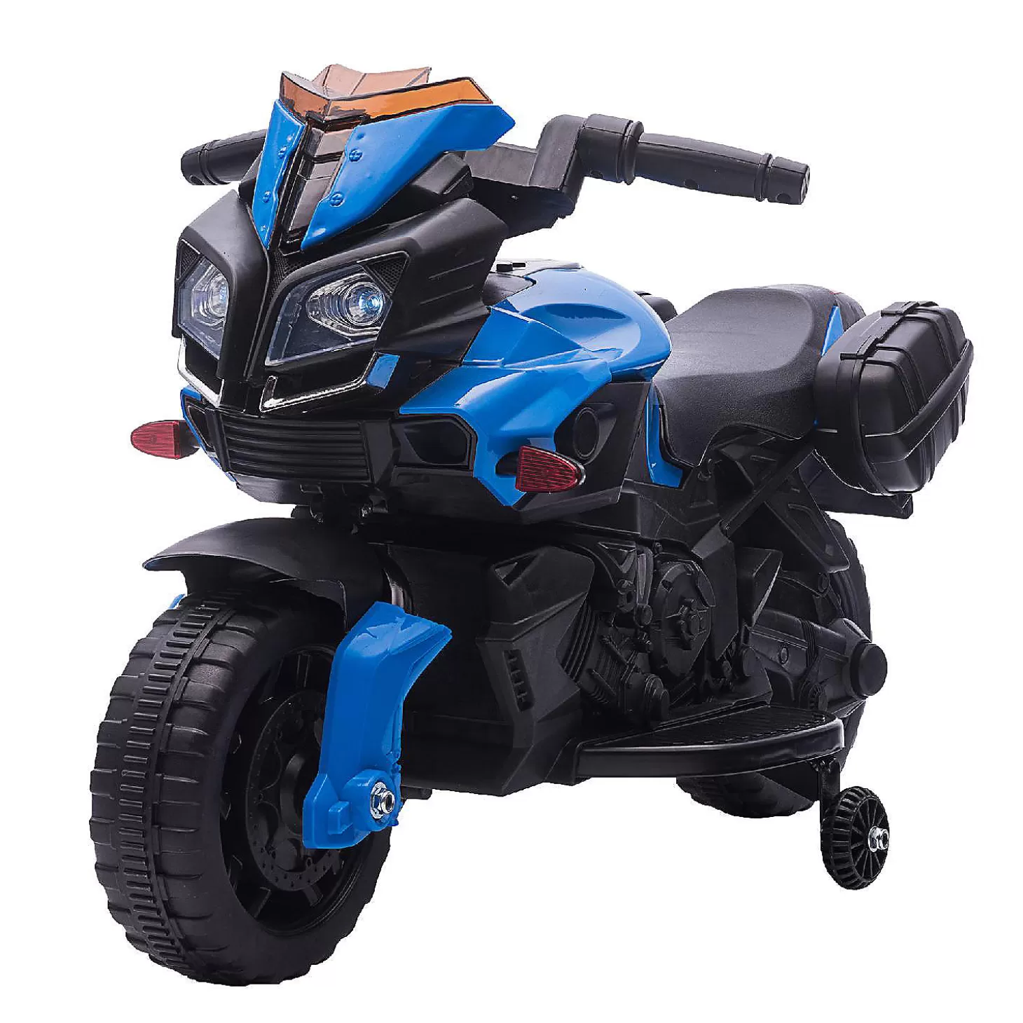Sale Aosom 6V Kids Motorcycle Electric Ride On W/Training Wheels Blue Riding Toys