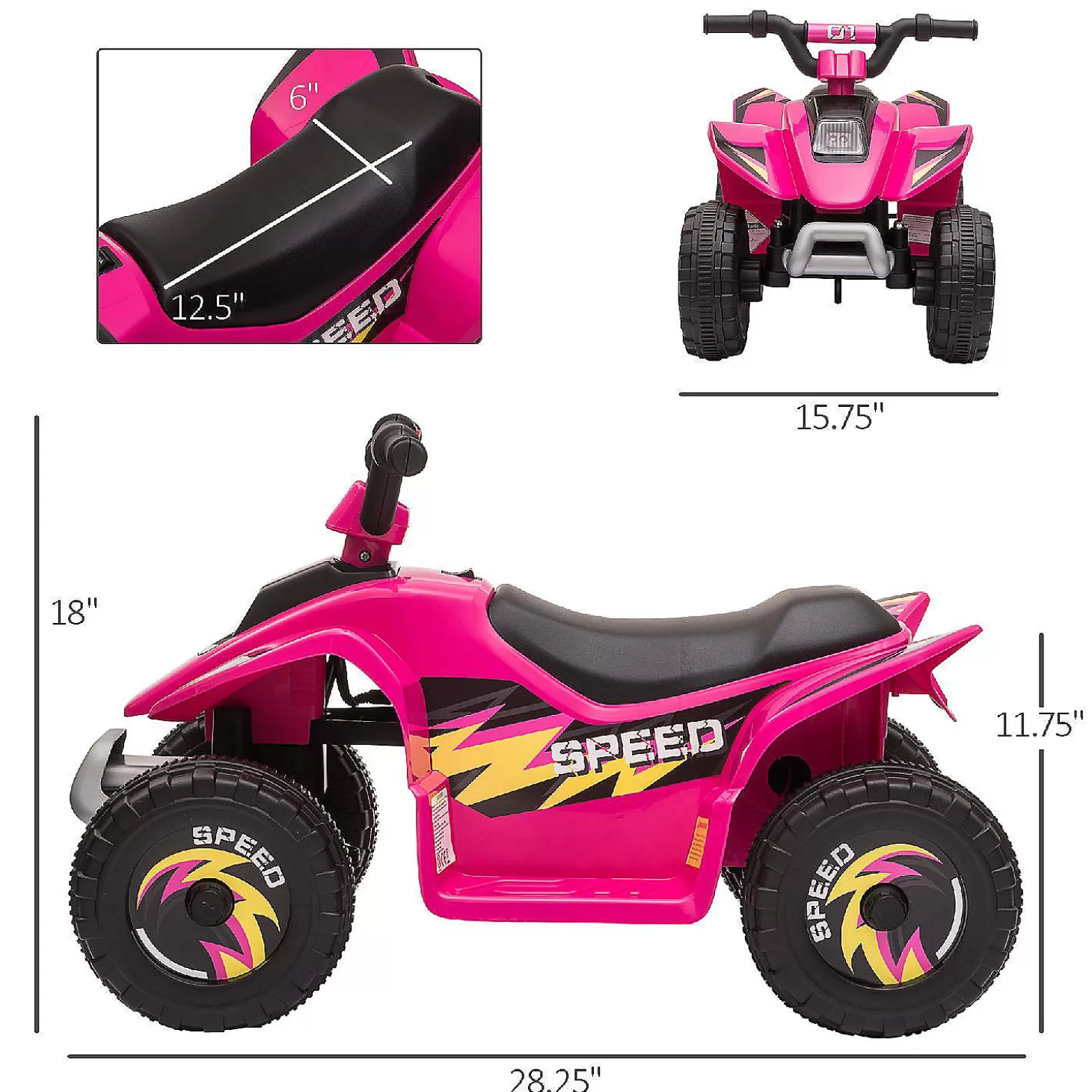 Discount Aosom 6V Ride On Atv 4 Wheeler Electric Quad Vehicle W/Forward/ Reverse Switch 3-5Yrs Pink Riding Toys