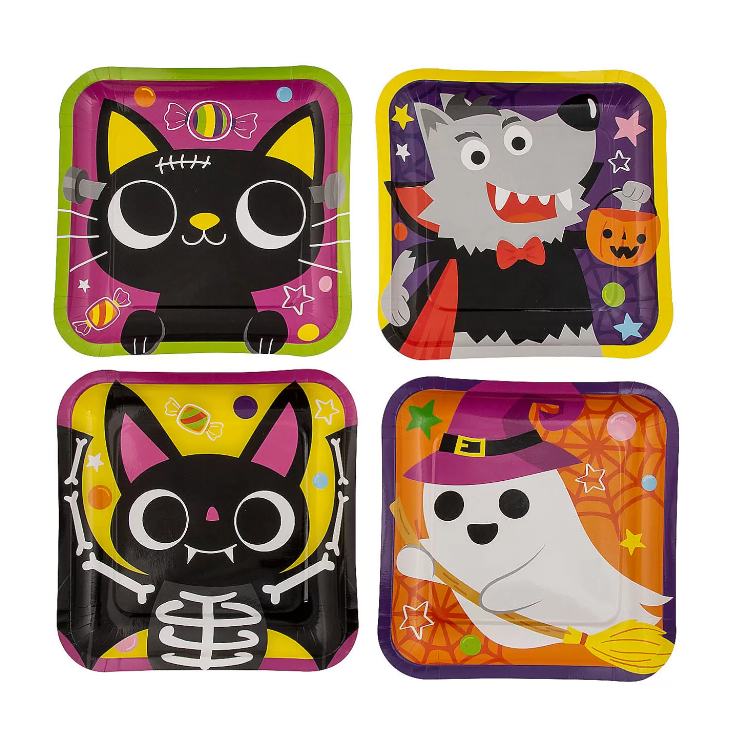 Online Boo Crew Halloween Party Square Paper Dinner Plates - 8 Ct. Tableware
