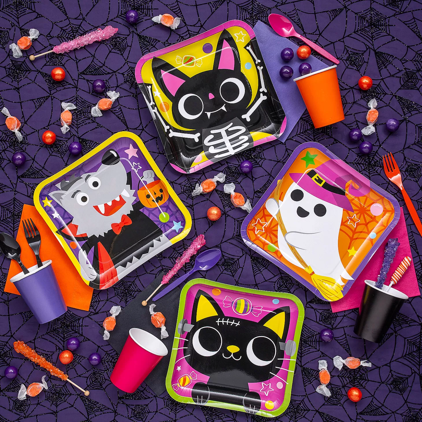 Online Boo Crew Halloween Party Square Paper Dinner Plates - 8 Ct. Tableware