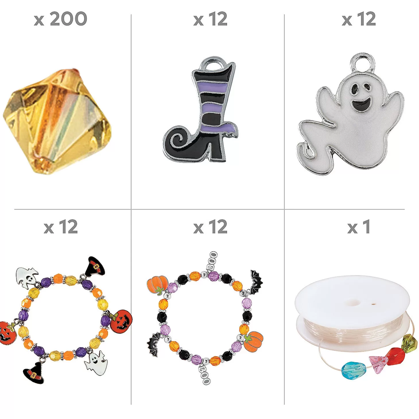 Cheap Bulk 249 Pc. Ultimate Halloween Charm Bracelet Craft Kit Supplies Halloween Fun Kits