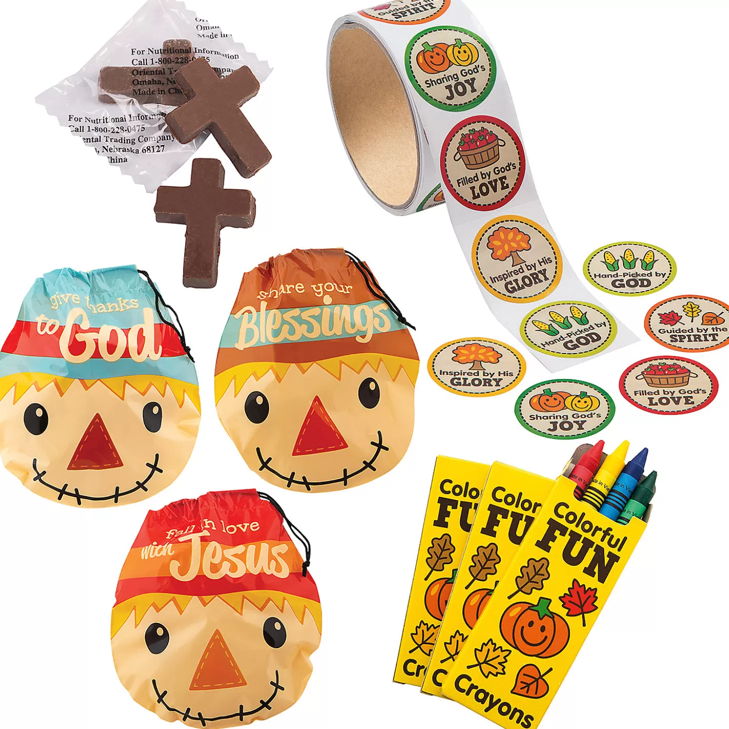 Cheap Bulk 435 Pc. Religious Fall Scarecrow Goody Bag Kit For 72 Halloween Fun Kits