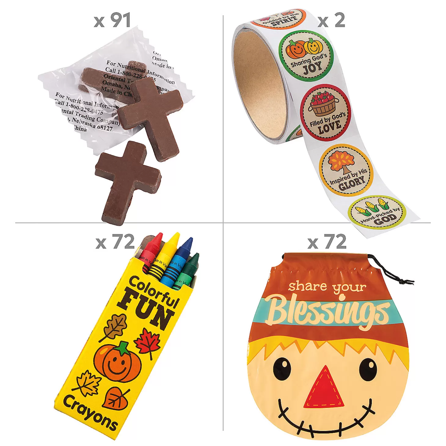 Cheap Bulk 435 Pc. Religious Fall Scarecrow Goody Bag Kit For 72 Halloween Fun Kits