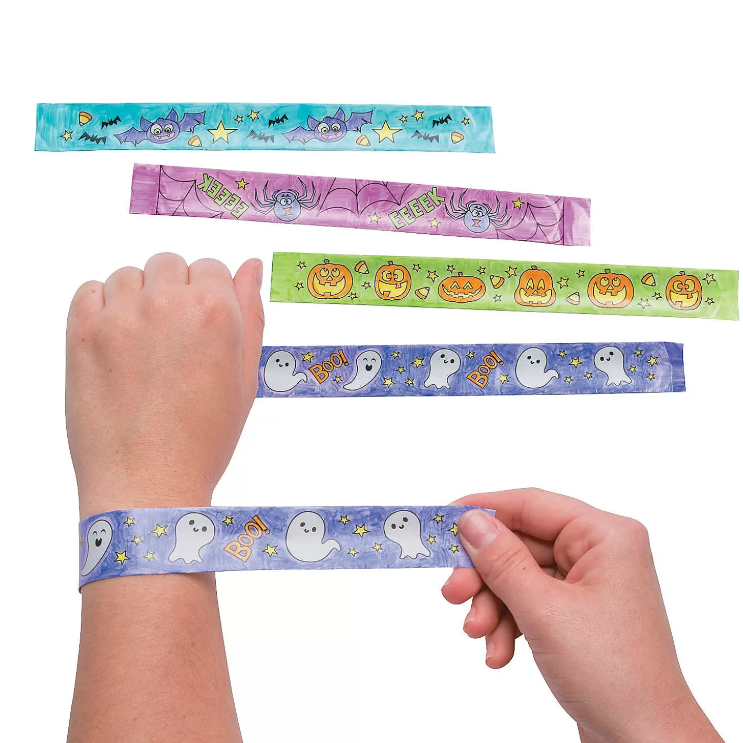 Discount Bulk 48 Pc. Color Your Own Halloween Slap Bracelets Halloween Apparel & Accessories