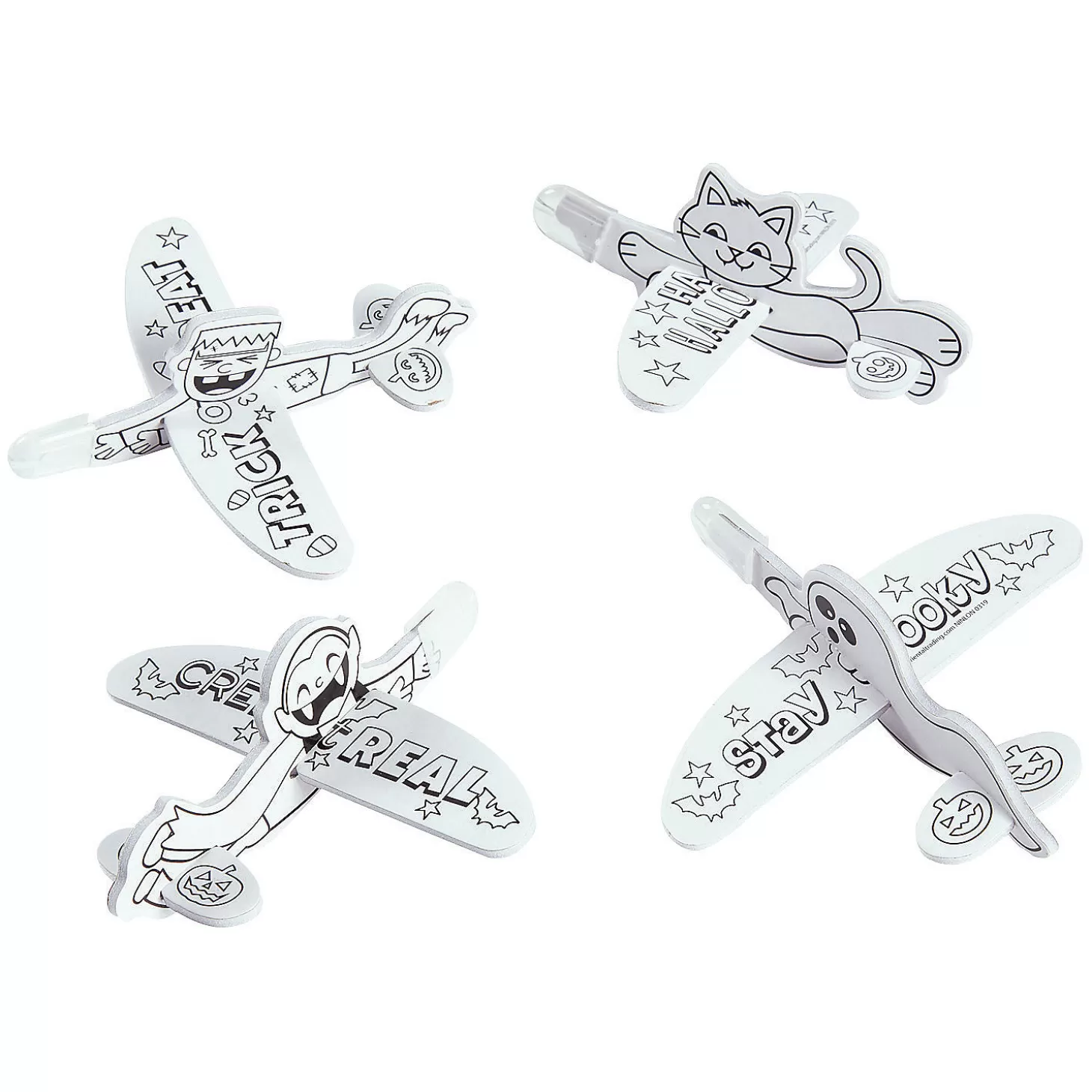Sale Bulk 48 Pc. Color Your Own Mini Halloween Gliders Flying Toys