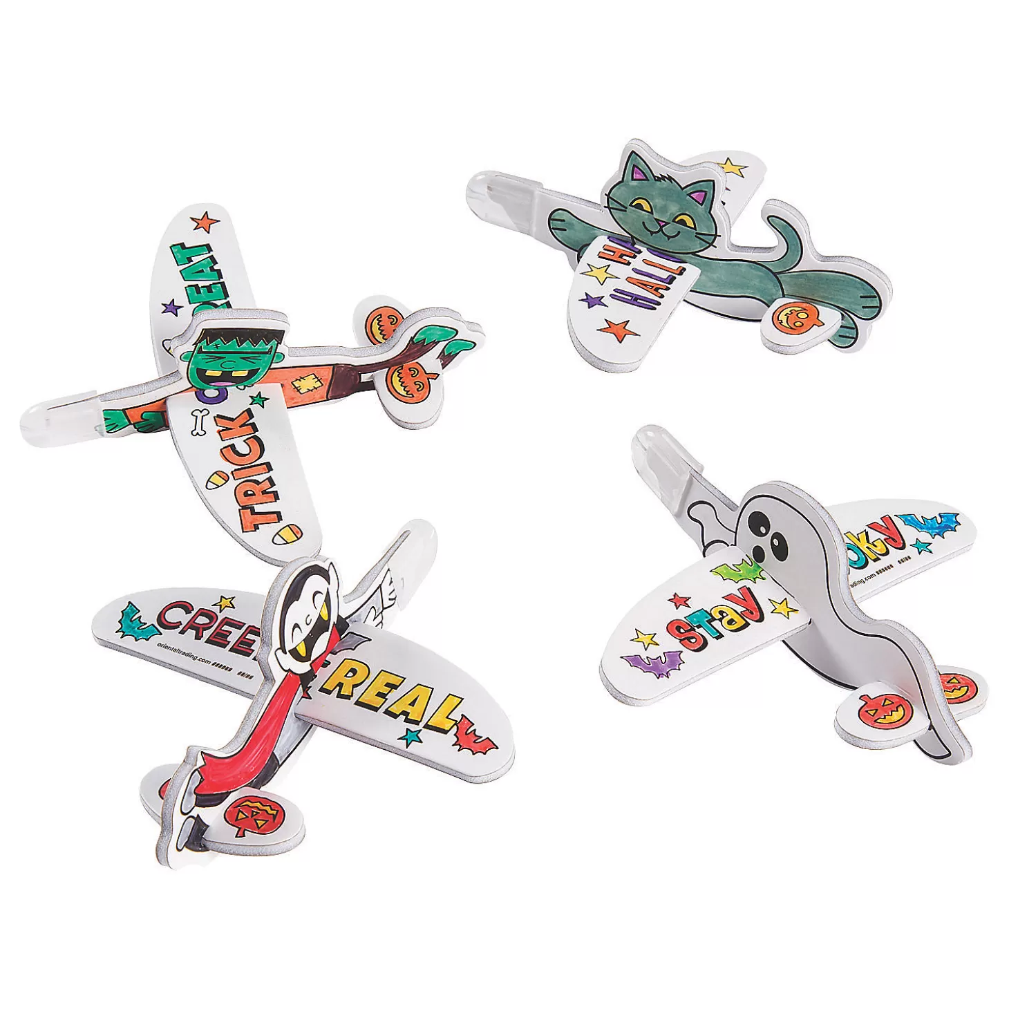 Sale Bulk 48 Pc. Color Your Own Mini Halloween Gliders Flying Toys
