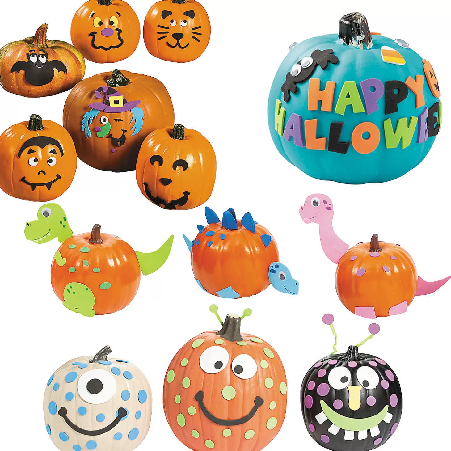 Cheap Bulk 48 Pc. Pumpkin Decorating Craft Kit Assortment - Makes 48 Bulk Halloween Supplies