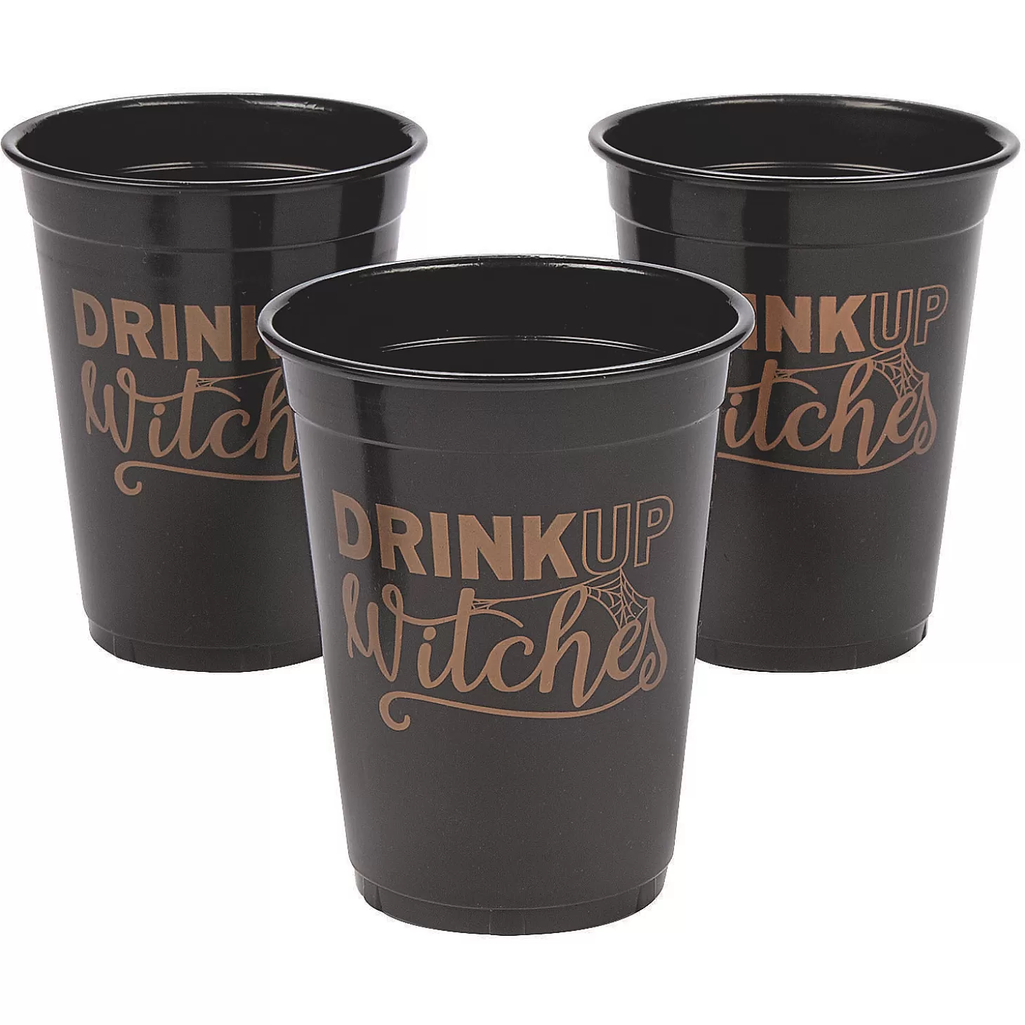 Best Bulk 50 Ct. Halloween Drink Up Witches Black Plastic Cups Tableware