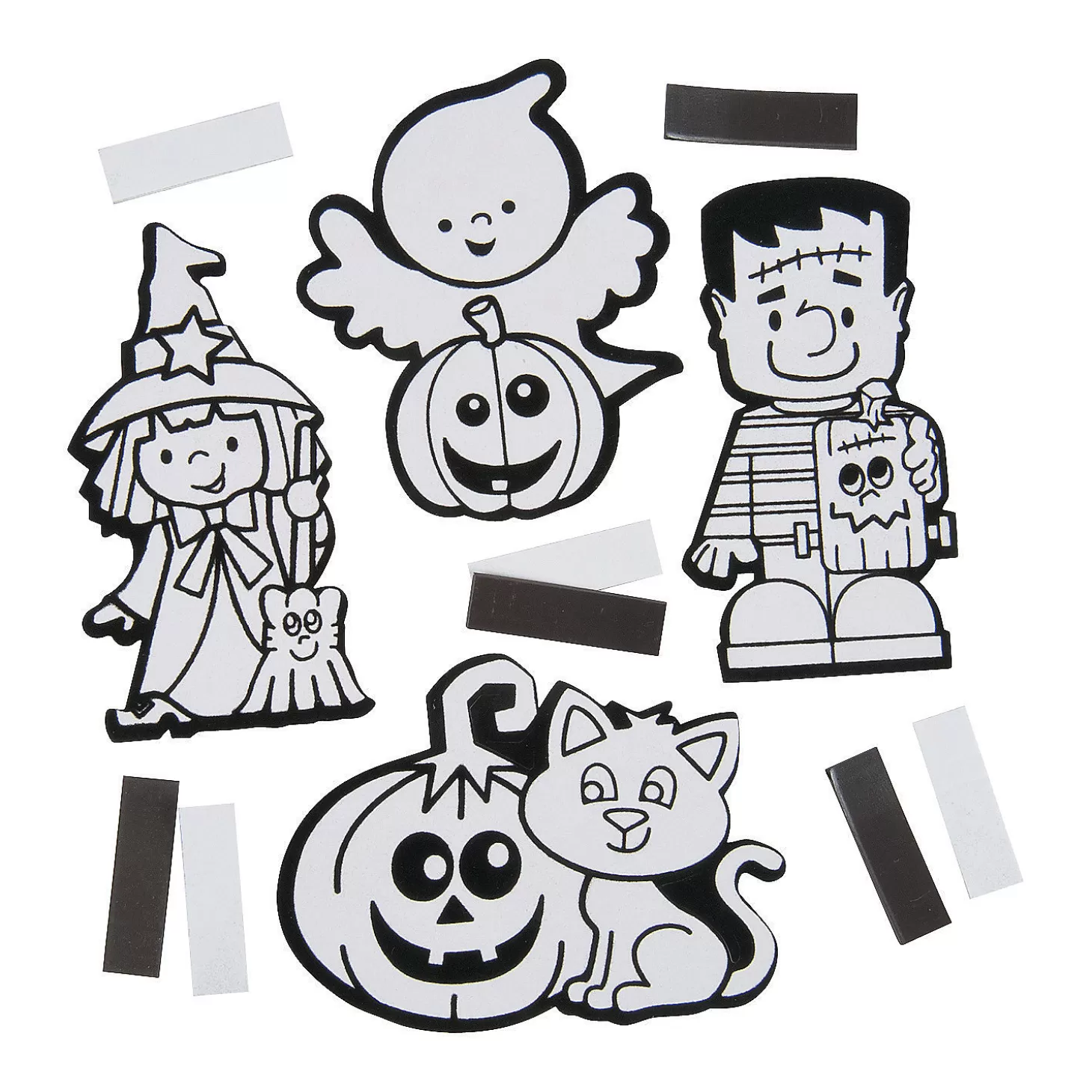Hot Bulk 50 Pc. Color Your Own Fuzzy Halloween Magnets Bulk Halloween Supplies