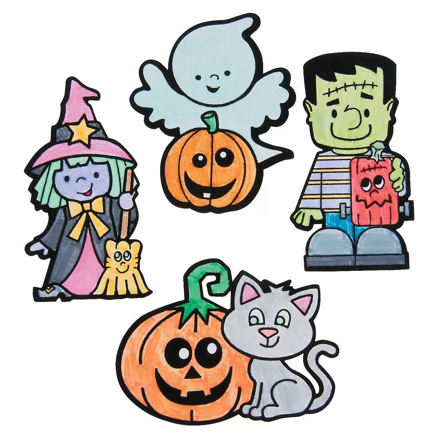 Hot Bulk 50 Pc. Color Your Own Fuzzy Halloween Magnets Bulk Halloween Supplies