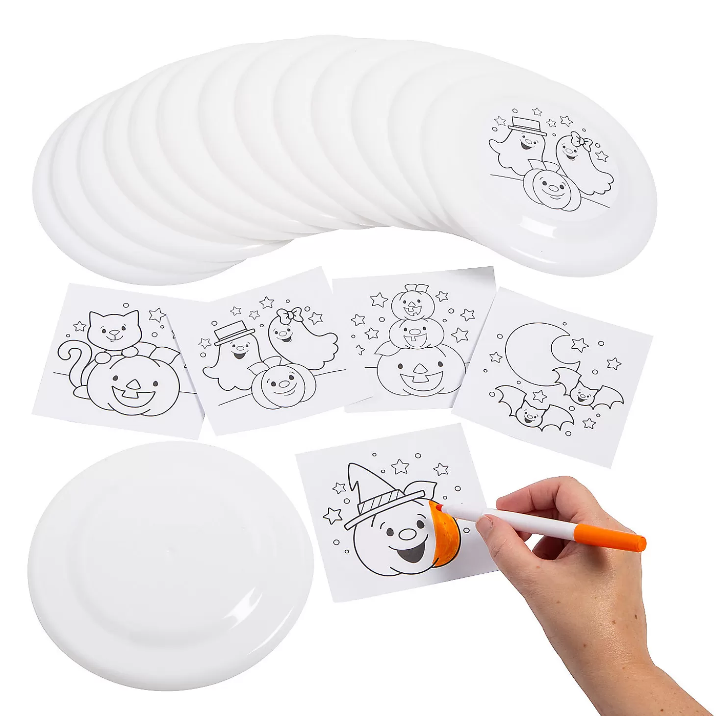 Flash Sale Bulk 50 Pc. Color Your Own Halloween Flying Discs Flying Toys
