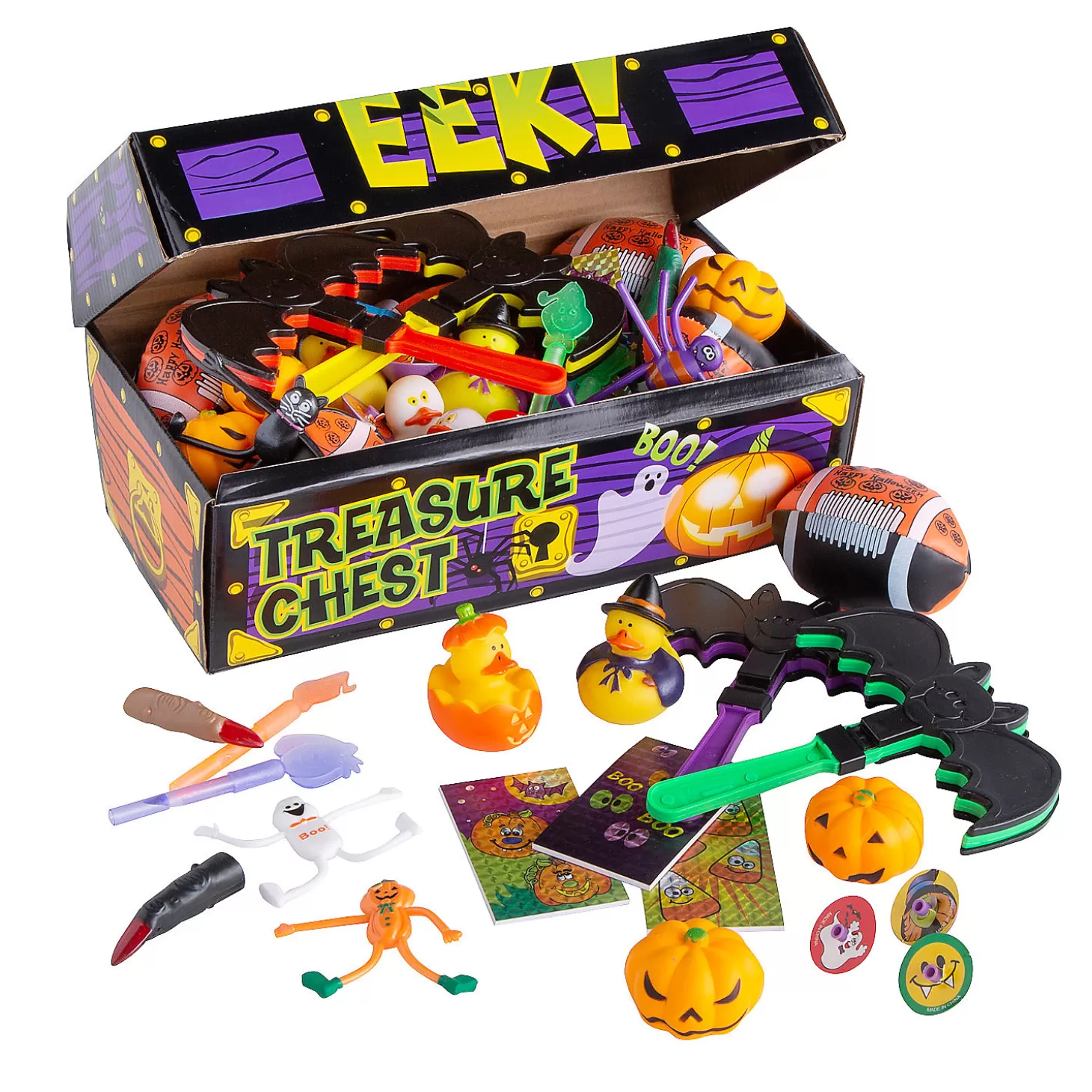 Online Bulk 50 Pc. Deluxe Halloween Treasure Chest Toy Assortment Boo Bags
