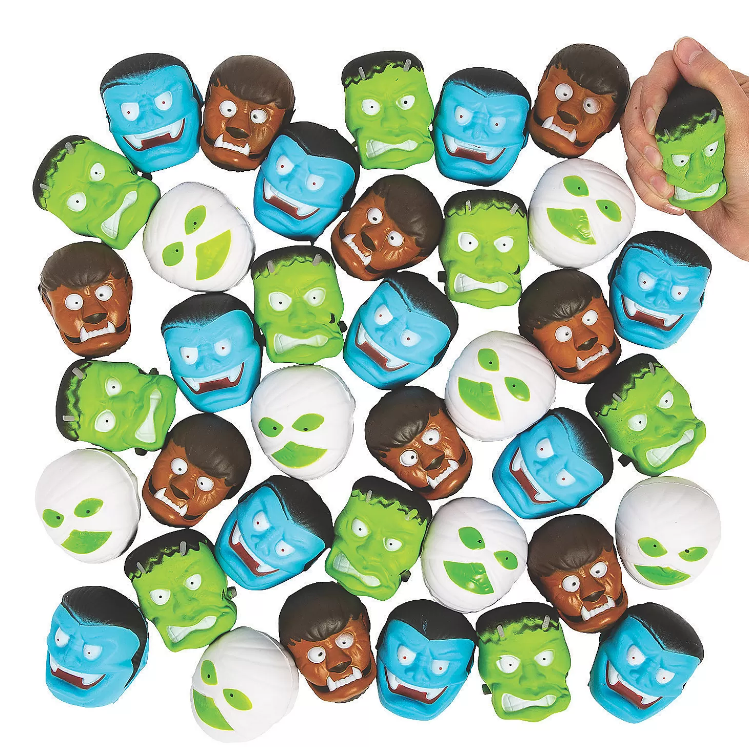 New Bulk 50 Pc. Halloween Character Stress Toy Assortment Boo Bags