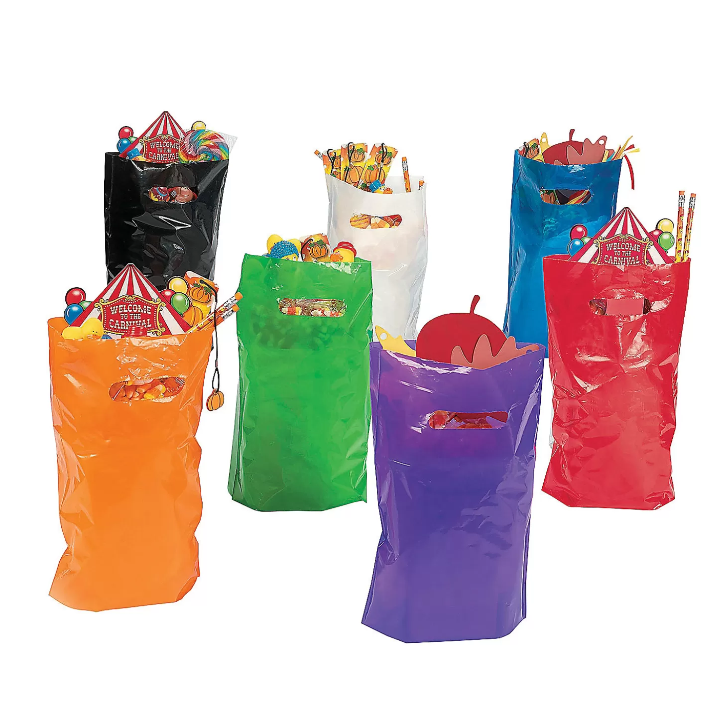 Flash Sale Bulk 50 Pc. Solid Color Plastic Goody Bags Halloween Bags