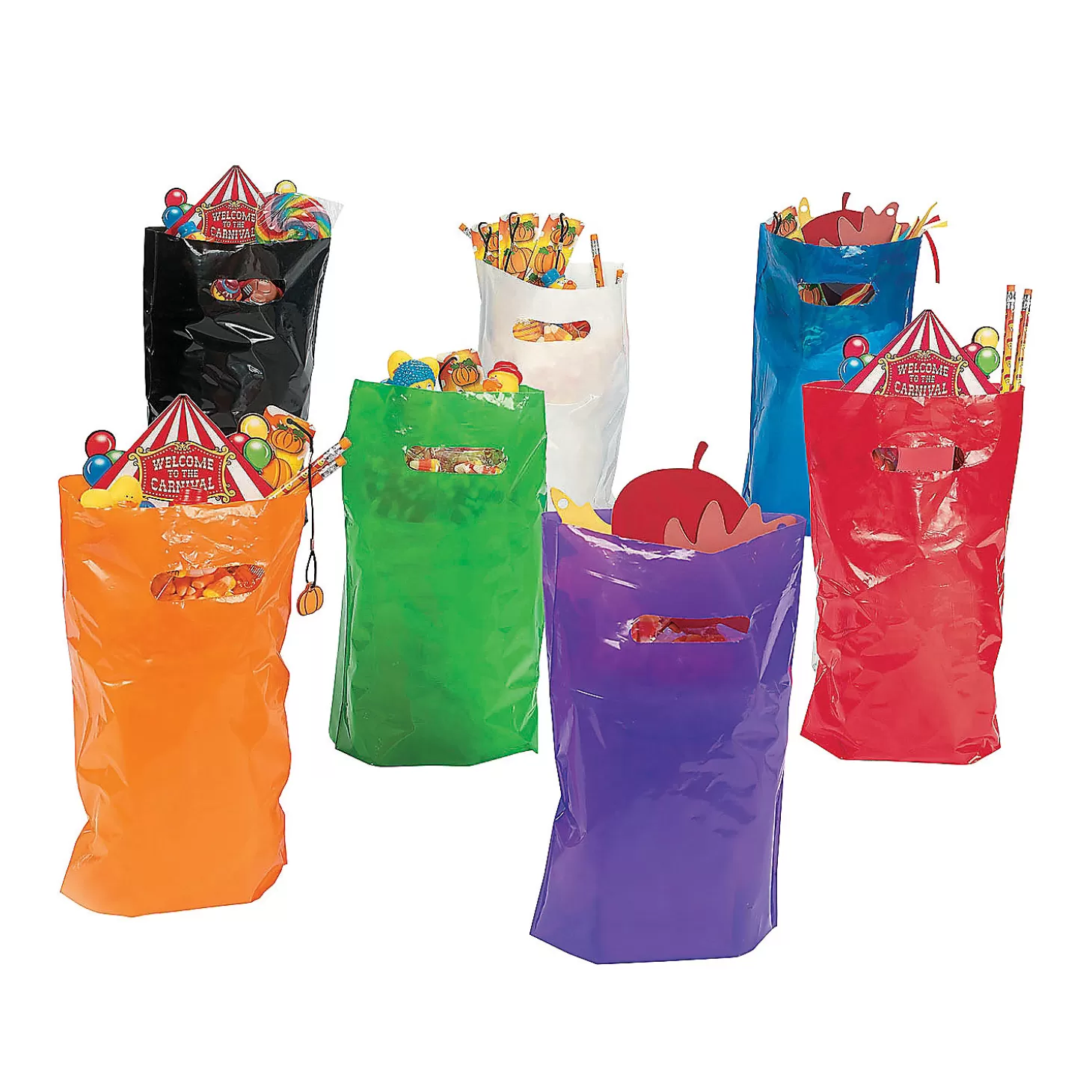 Flash Sale Bulk 50 Pc. Solid Color Plastic Goody Bags Halloween Bags