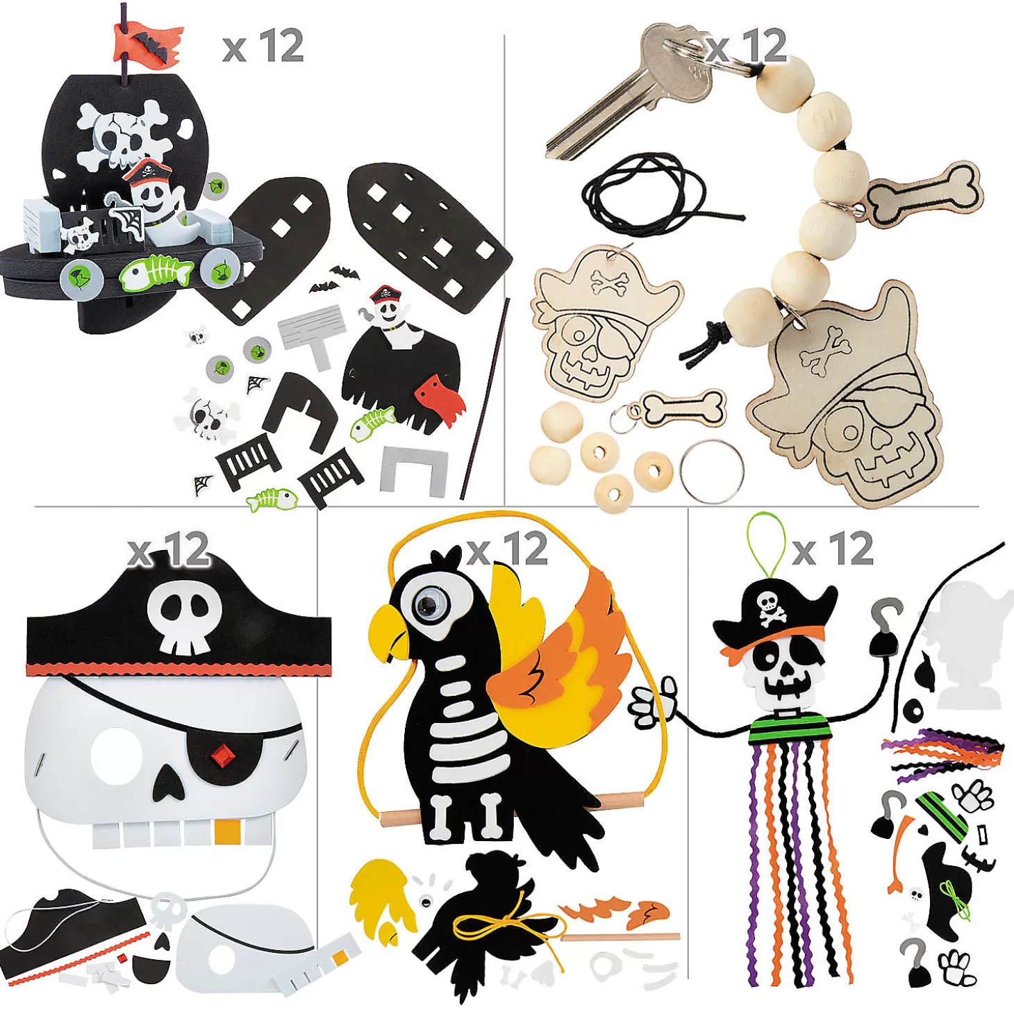 New Bulk 60 Pc. Sail The Spooky Seas Craft Kit Assortment - Makes 60 Halloween Fun Kits
